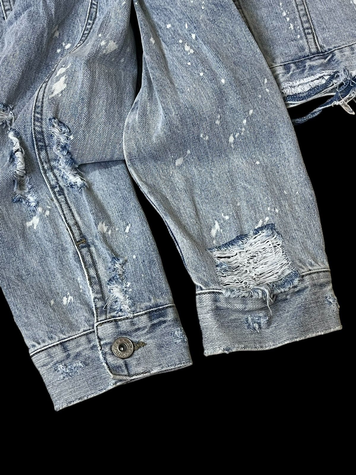 Japanese Brand SICK Y2K VENCE EXCHANGE SUPER DISTRESSED PUNK DENIM JACKET Size US M / EU 48-50 / 2 - 14 Thumbnail