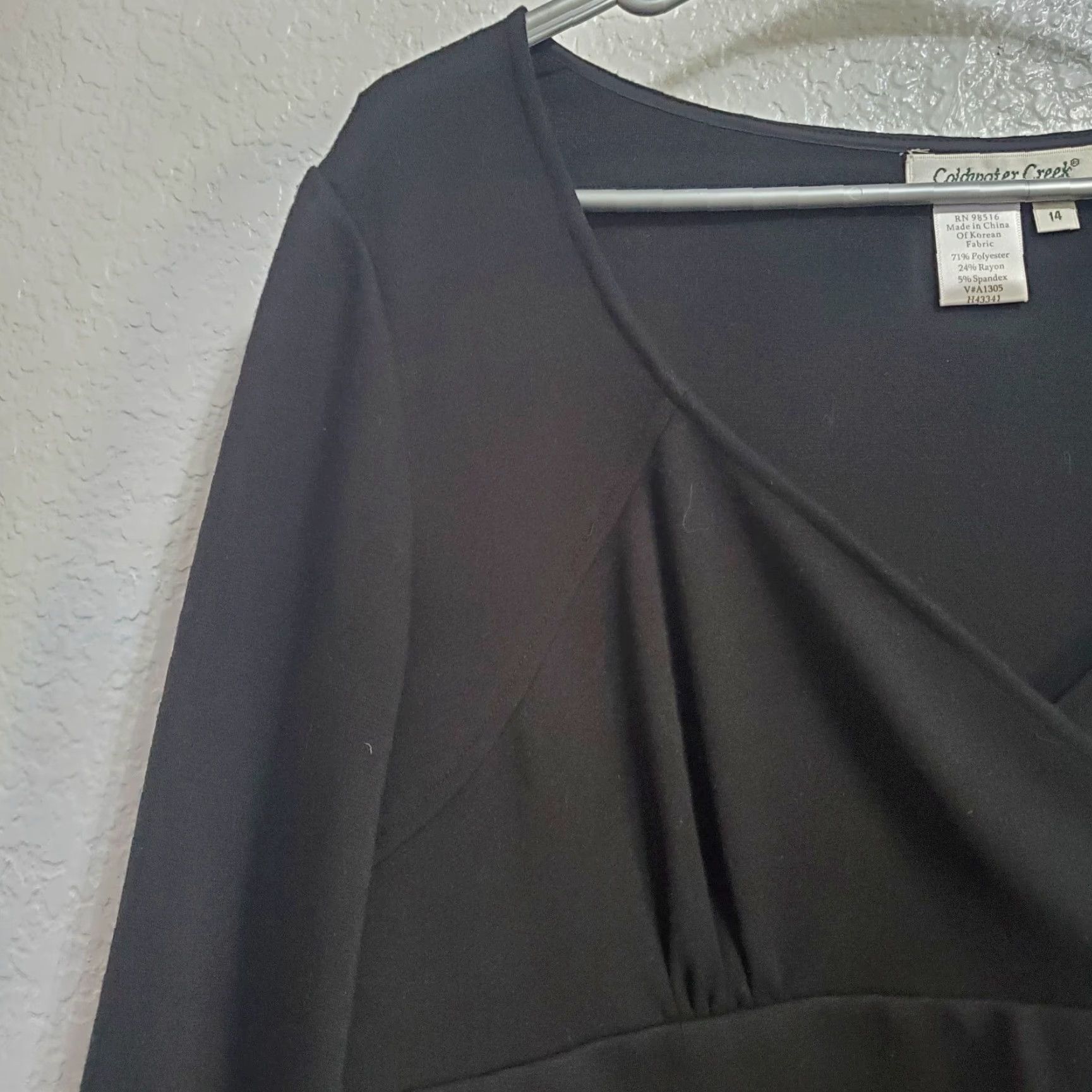 Coldwater Creek Coldwater Creek Dress Midi Black Long Sleeve Empire Waist V Neck Stretch Size 14 Size XL / US 12-14 / IT 48-50 - 6 Thumbnail