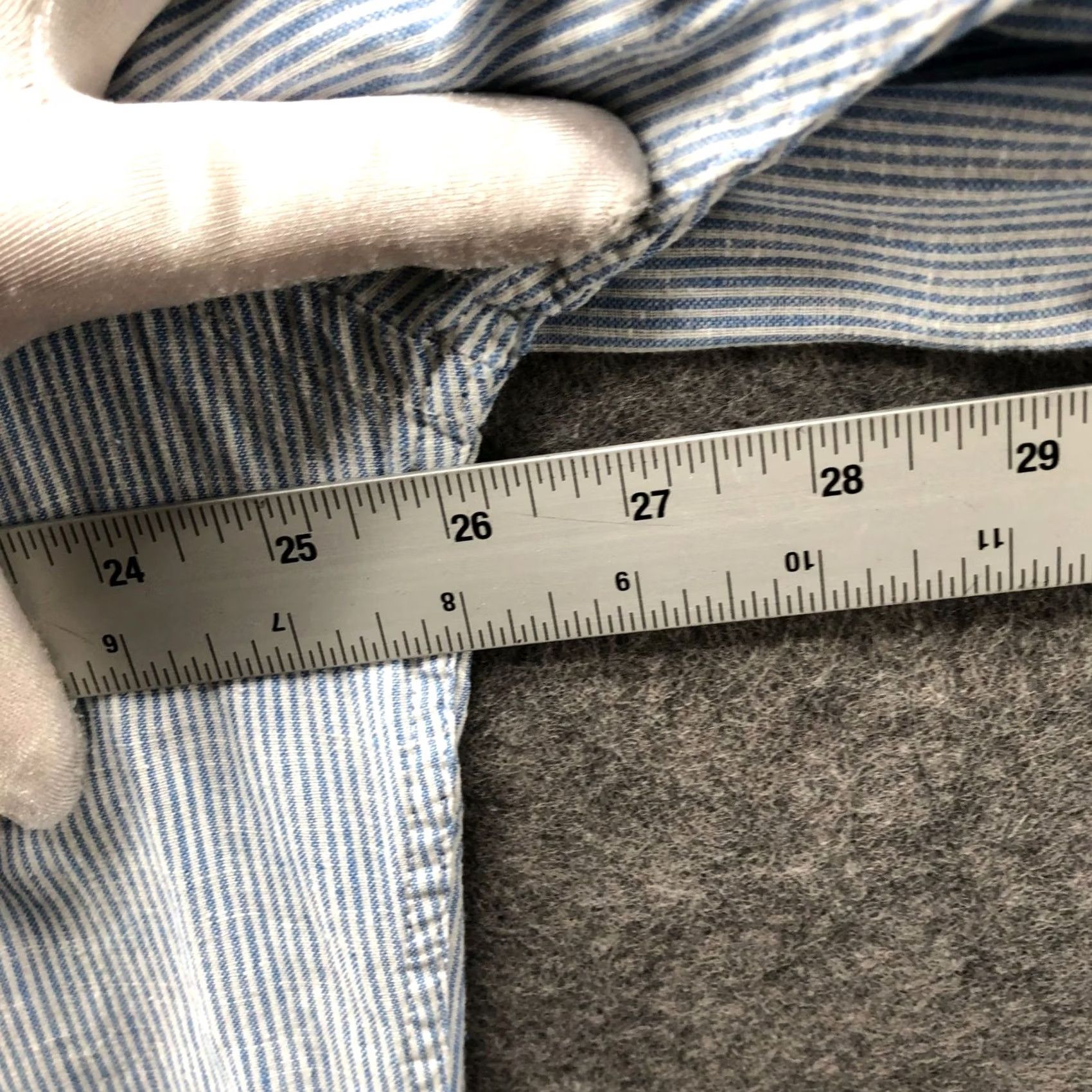 Old Navy Old Navy Shirt Mens XL Blue White Stripe Button-Down Cotton Linen Long Sleeve Shirt Size US XL / EU 56 / 4 - 7 Thumbnail