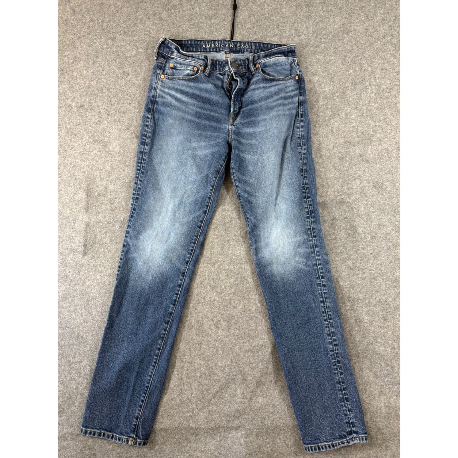 American Eagle Outfitters American Eagle Jeans Mens 32x36 Blue Denim Stretch Slim Straight Flex Whiskering Pockets 5-Pocket Design City Streetwear Y2K Mens Size US 32 / EU 48 - 3 Thumbnail