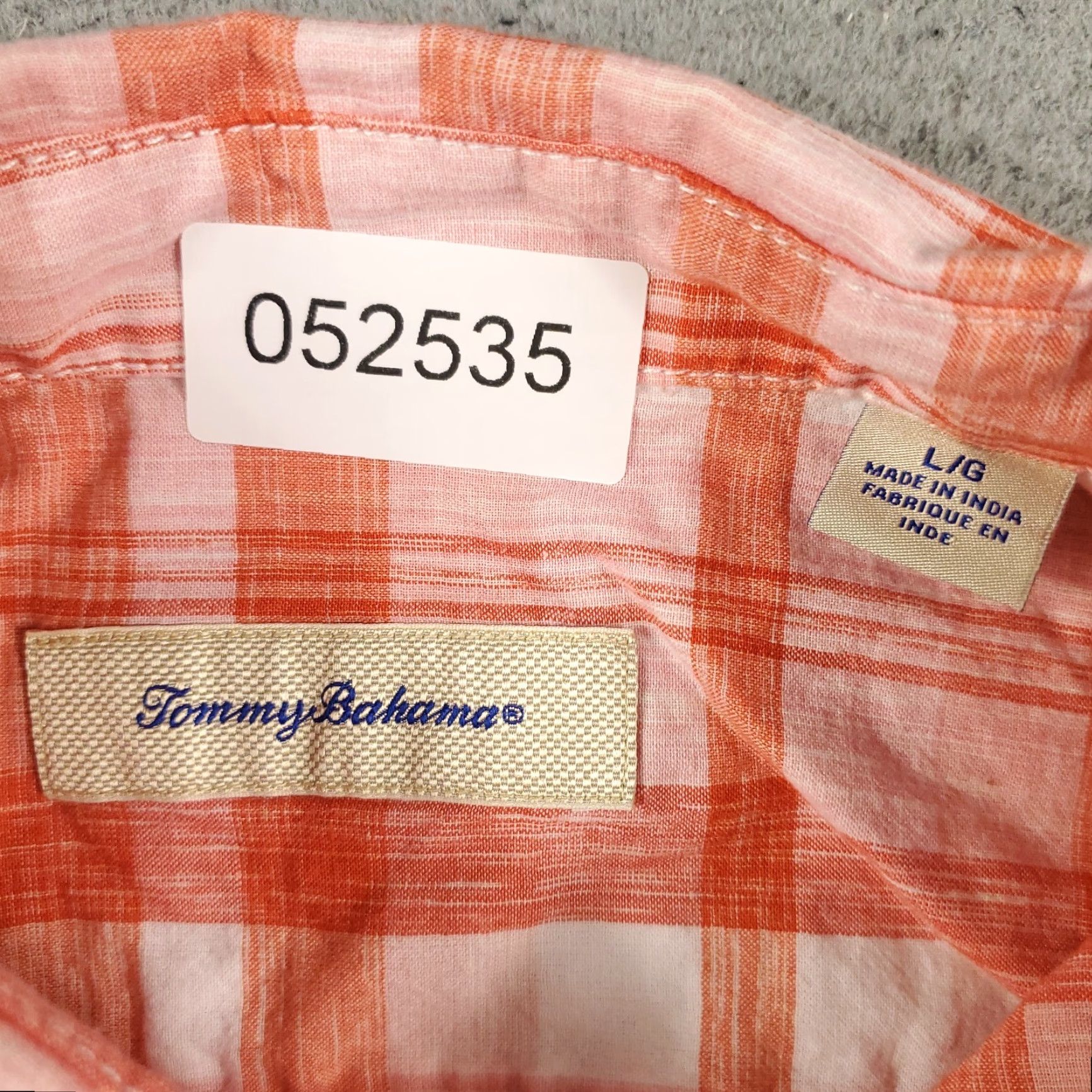 Tommy Bahama Tommy Bahama Shirt Mens Large Orange Plaid Cotton Button-Up Short Sleeve Shirt Size US L / EU 52-54 / 3 - 6 Thumbnail