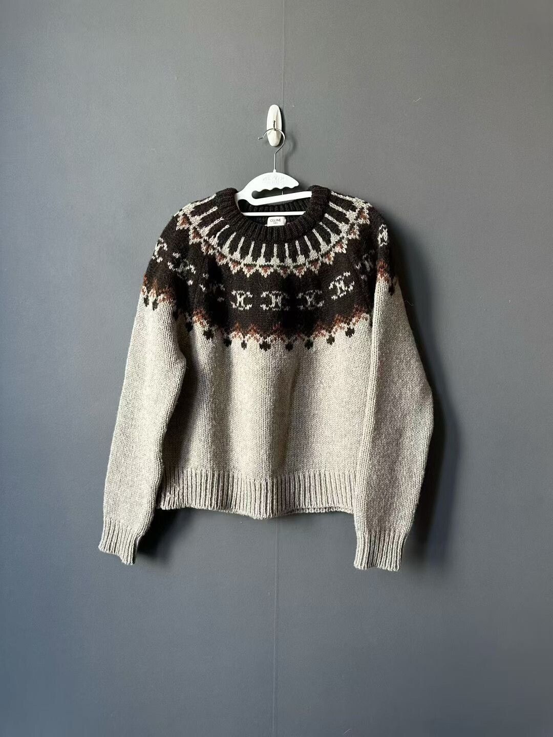 Celine celine fair isle sweater in beige Size XS / US 0-2 / IT 36-38 - 1 Thumbnail