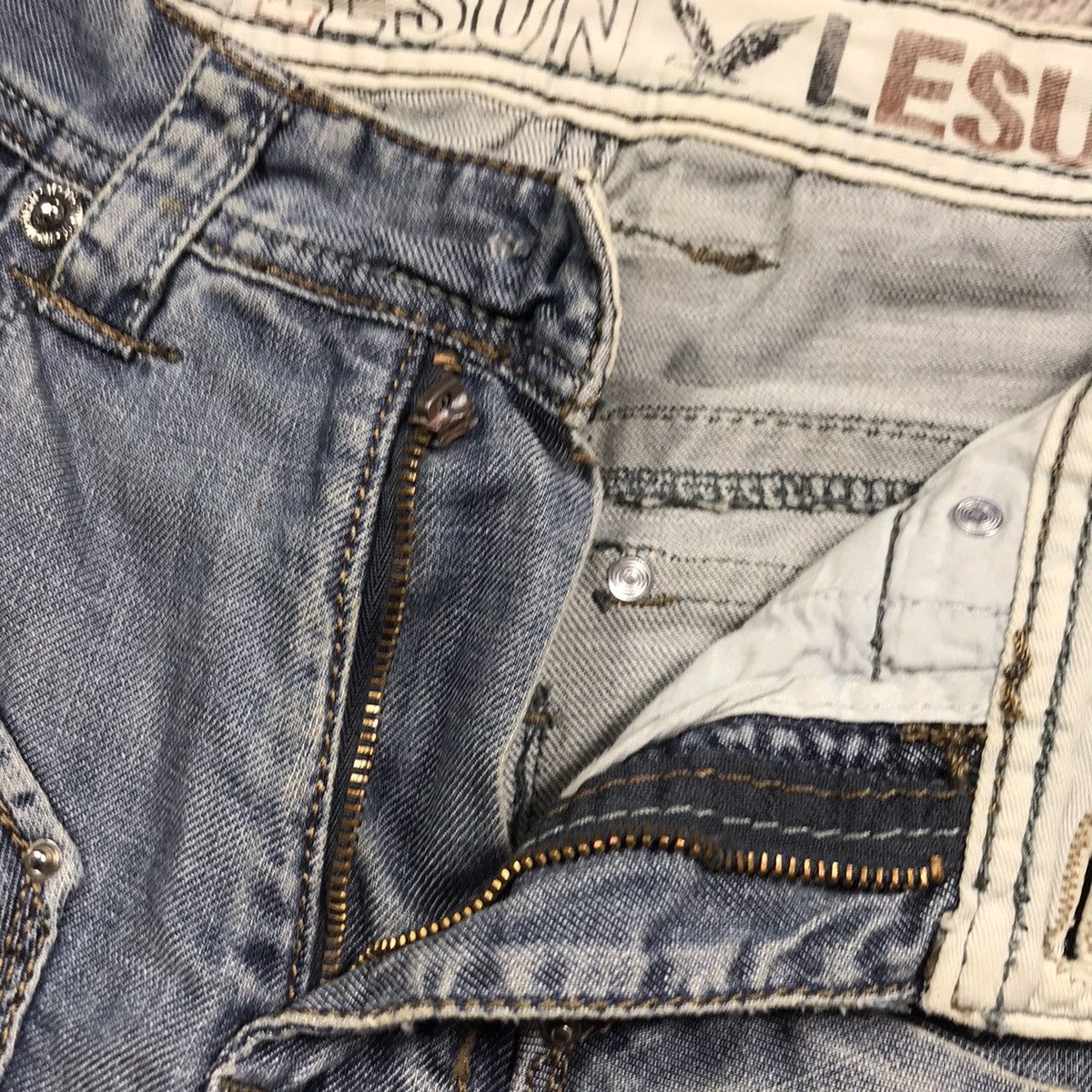Vintage Vintage 90s Distressed Baggy Jeans Grunge Thrashed Blue 28 Size US 28 / EU 44 - 4 Thumbnail