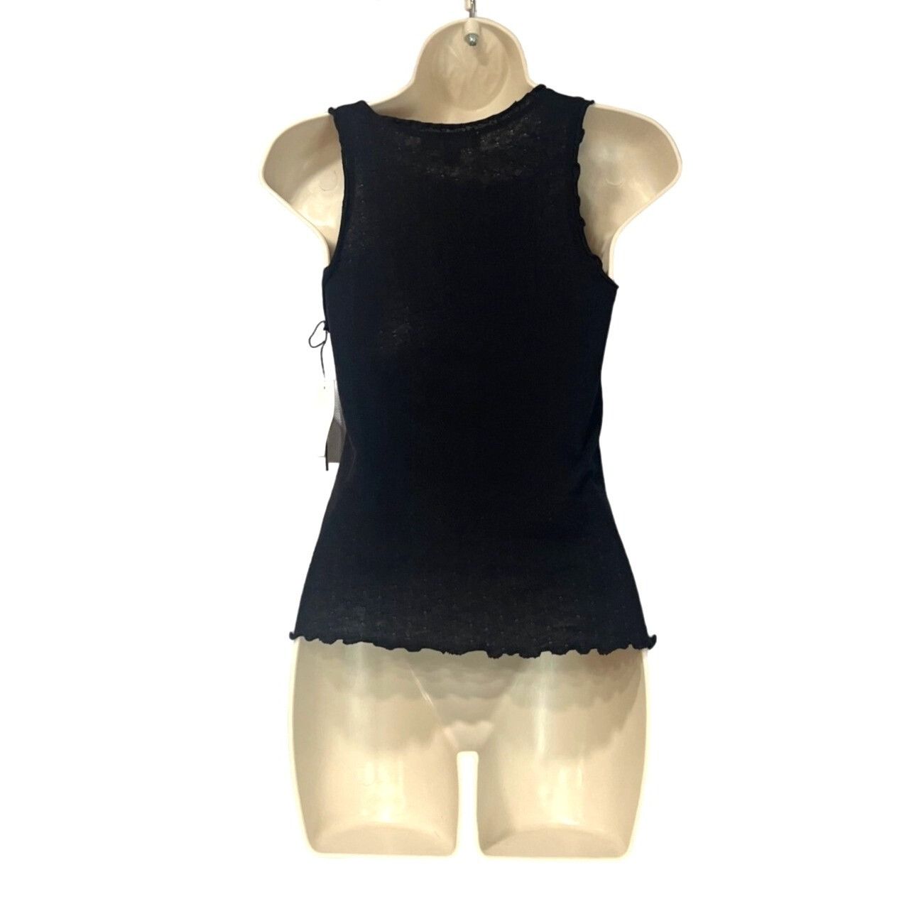 Other Treasure & Bond Lettuce Edge Pointelle Tank Top, Black, Sz. Size XL / US 12-14 / IT 48-50 - 4 Thumbnail