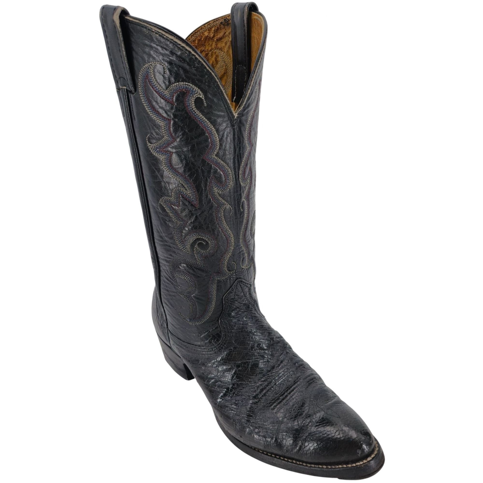 Nocona Boots Vintage Nocona Exotic Black Ostrich Leather Cowboy Boots 8.5 Size US 8.5 / EU 41-42 - 1 Thumbnail