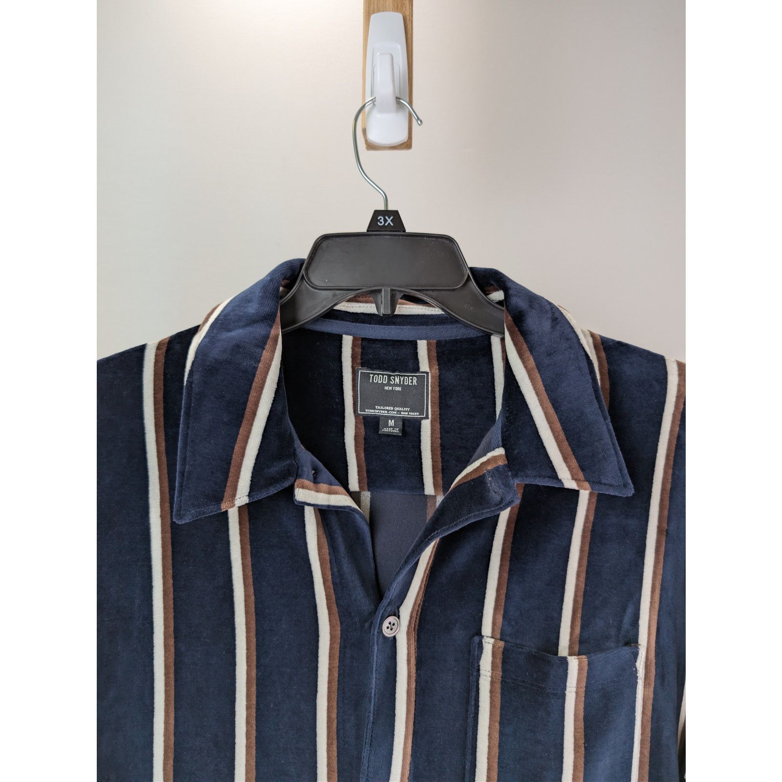 Todd Snyder o1rshd1 CC20 Velvet Striped Button-Up Polo Button Shirt Size US M / EU 48-50 / 2 - 7 Thumbnail