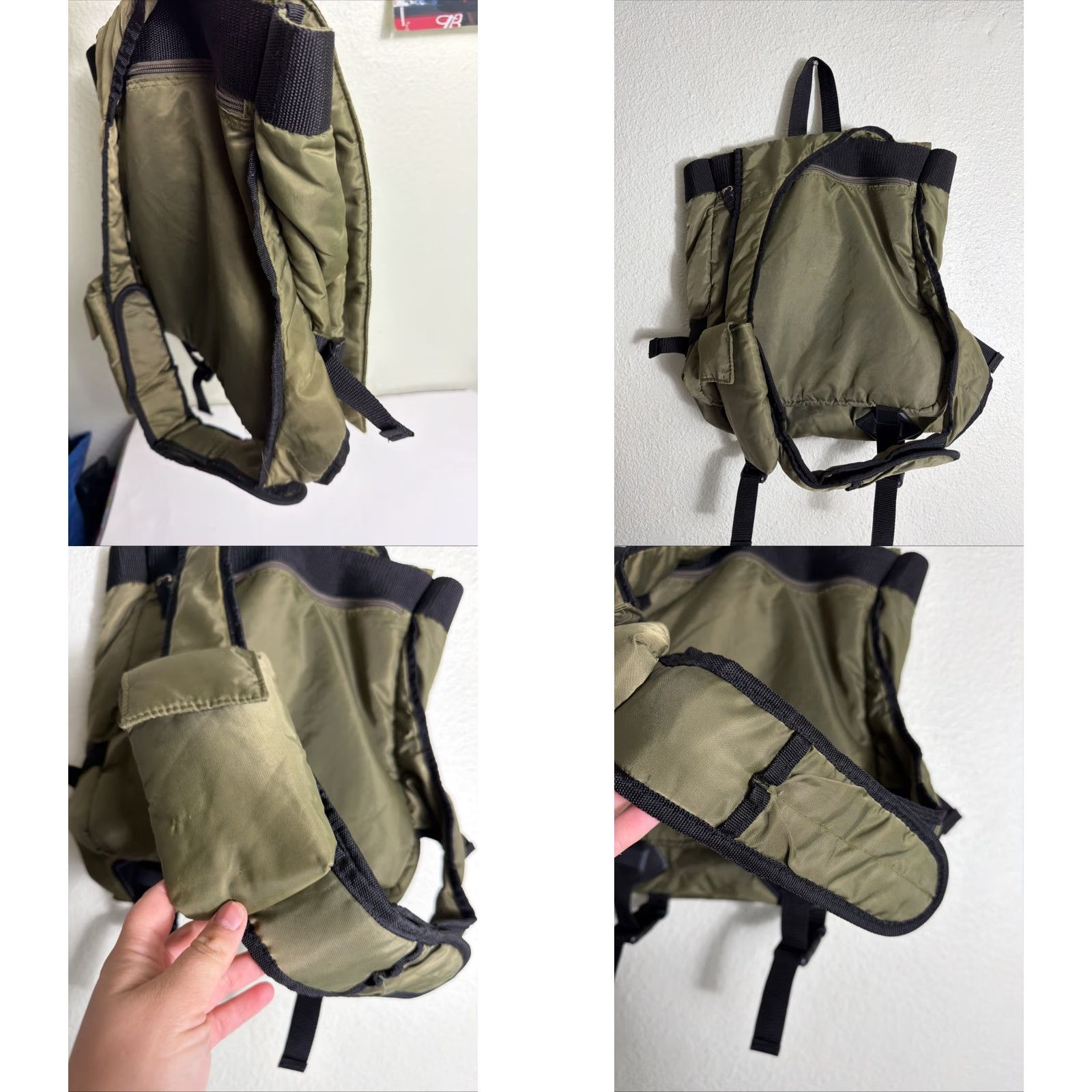 J Brand Toppers Army Green Polyester Sling Bag Messenger Bag Hook Loop Men 13x11x5 Size ONE SIZE - 8 Thumbnail