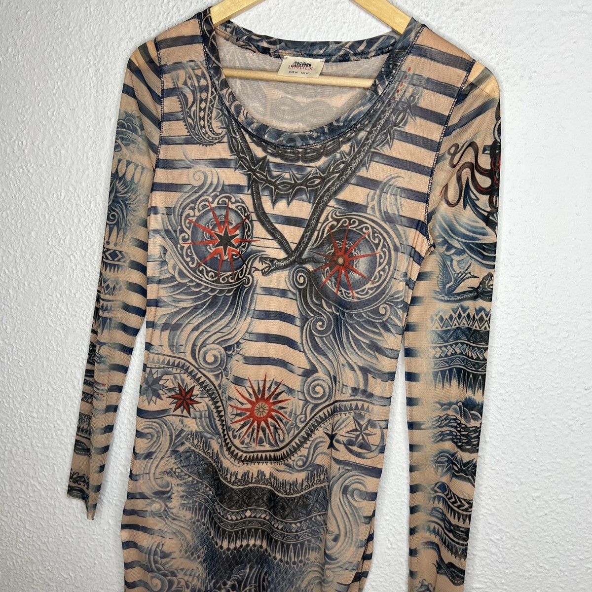Jean Paul Gaultier Jean Paul Gaultier Mesh Top Tattoo Long Sleeve Mini Dress Size M / US 6-8 / IT 42-44 - 3 Thumbnail