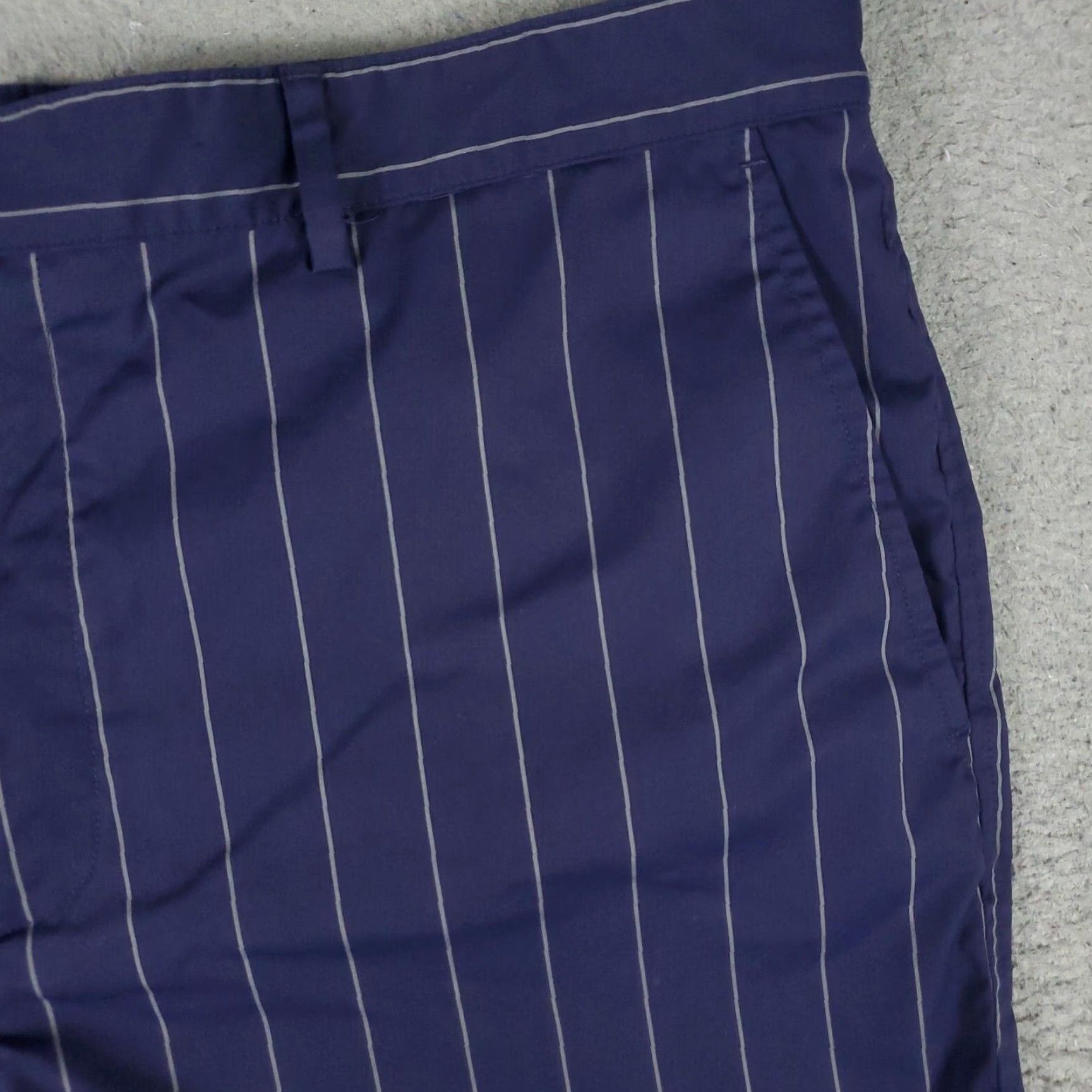 Vintage Zero Restriction Shorts Mens Blue Striped Size 38 Slash Pockets Flat Front Chino Size US 38 / EU 54 - 3 Thumbnail