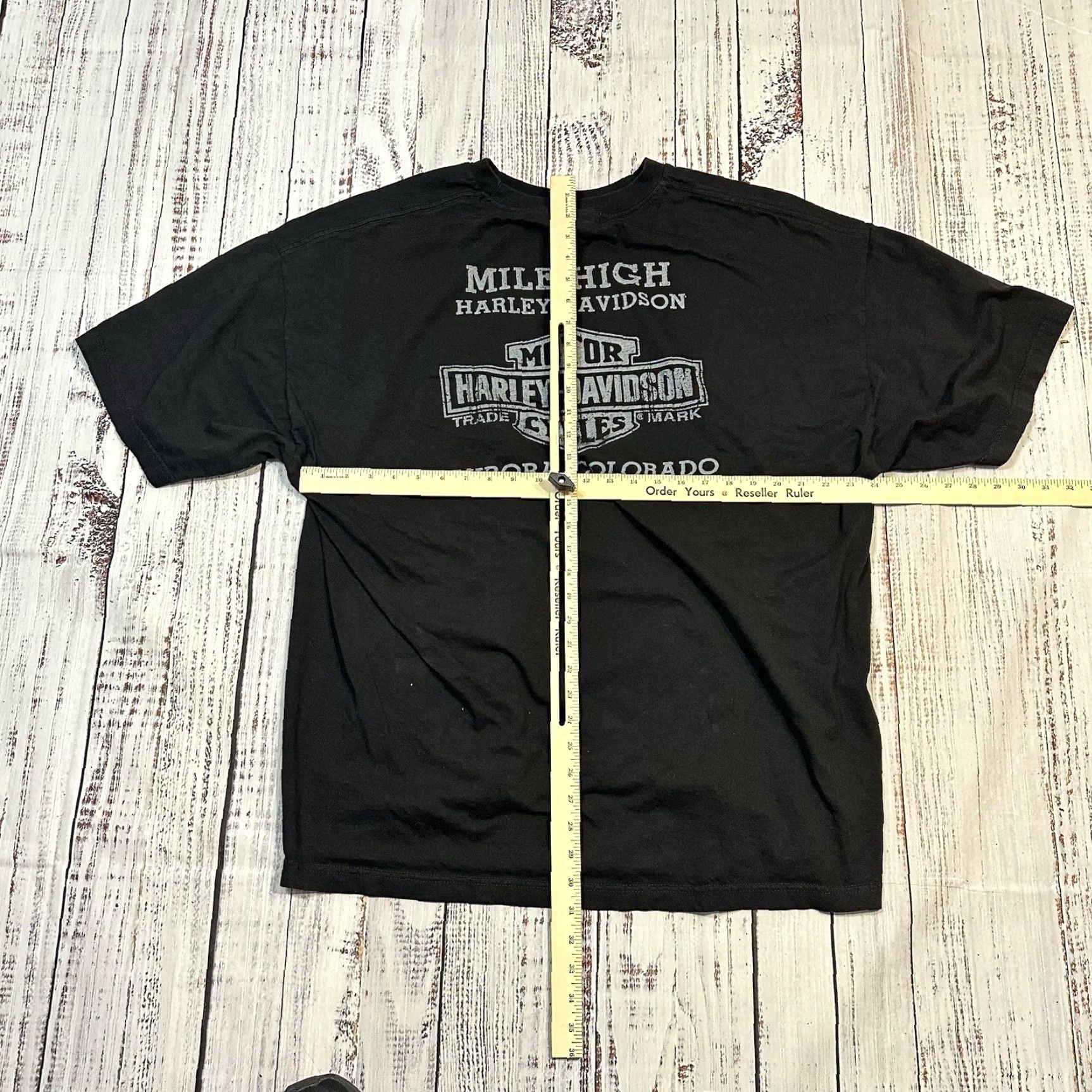 Harley Davidson Harley-Davidson American Legend Tee Shirt Mens 3XL Black Cotton Short Sleeve Crew Neck Mile High Aurora CO 2013 Biker Motorcycle Graphic Print Size US XXL / EU 58 / 5 - 7 Thumbnail