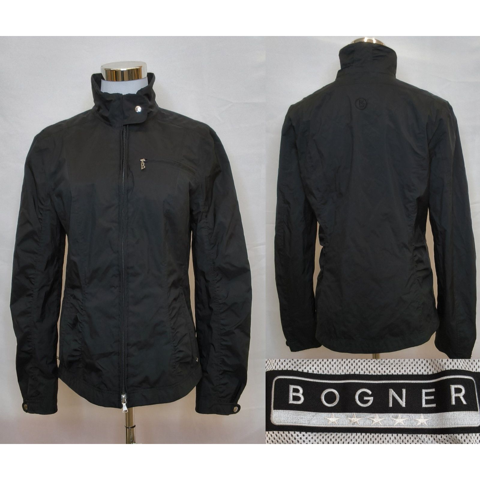 Bogner Bogner Windbreaker Jacket Women's 8 Black Full Zip Mock Neck Size M / US 6-8 / IT 42-44 - 1 Thumbnail