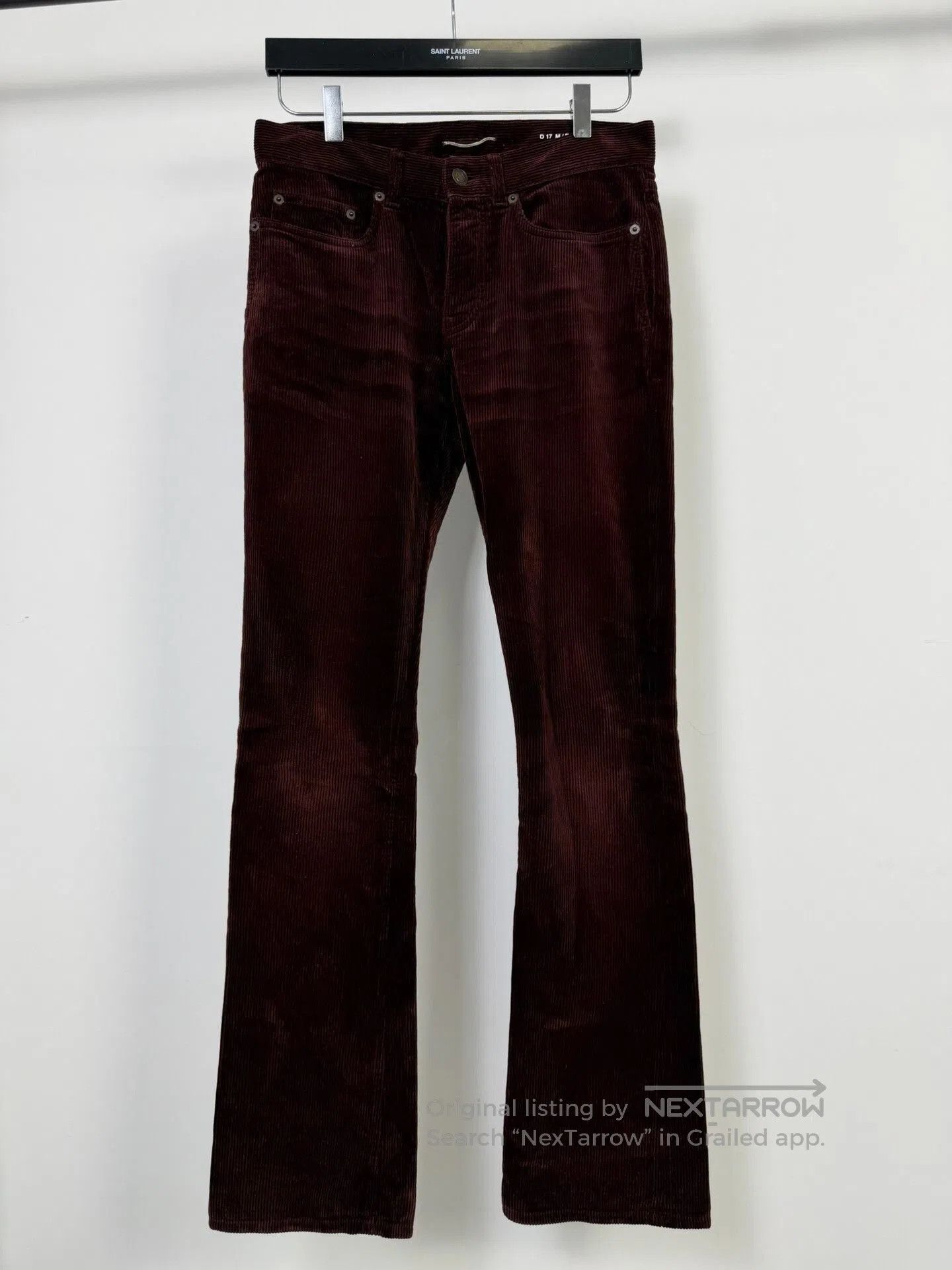 Saint Laurent Paris Saint Laurent Burgundy Corduroy Flared Jeans. Size 28" / US 6 / IT 42 - 1 Thumbnail