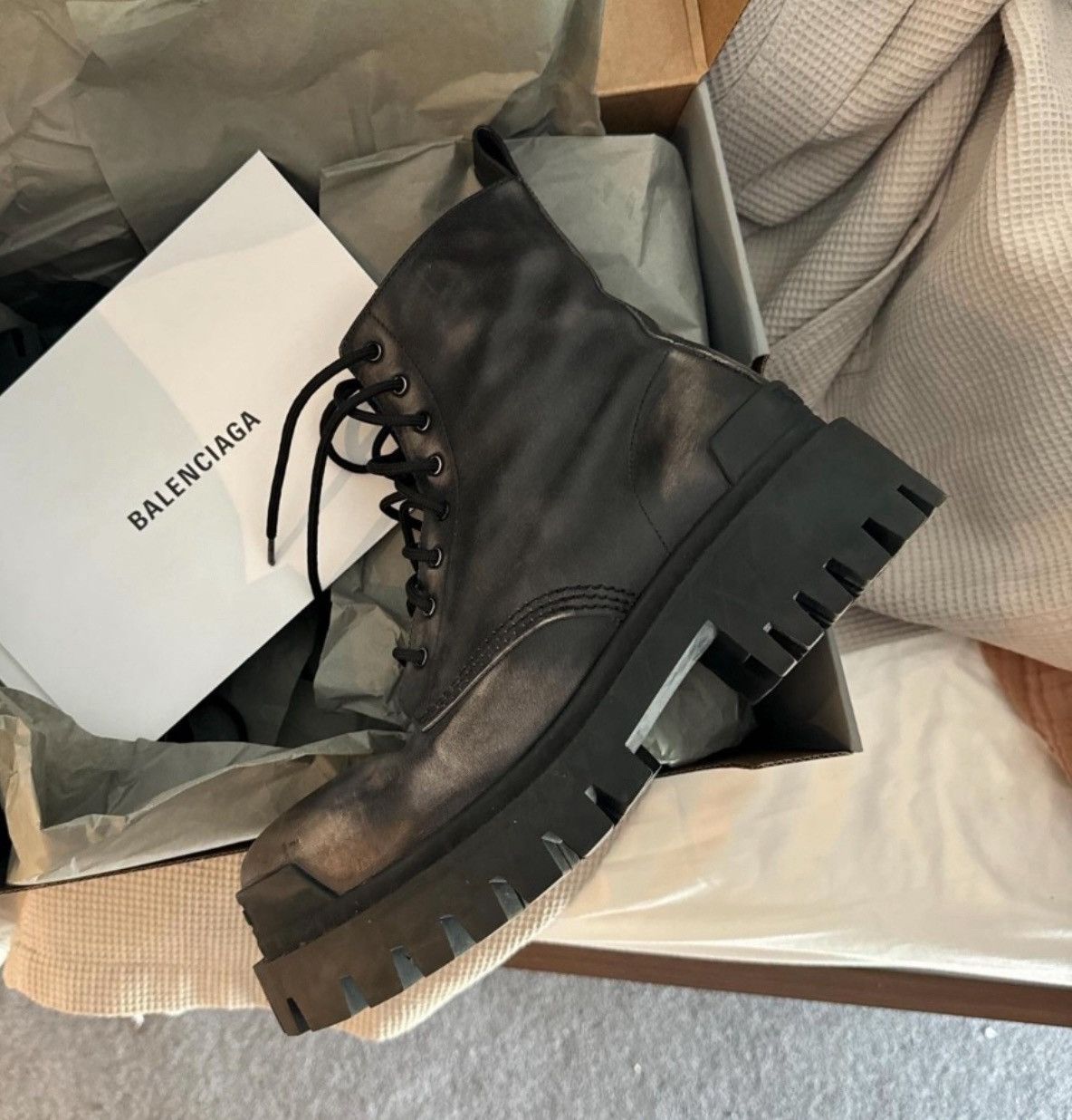 Balenciaga Balenciaga Combat Strike Boots Anthracite Italian Leather Size US 6.5 / EU 39-40 - 1 Thumbnail