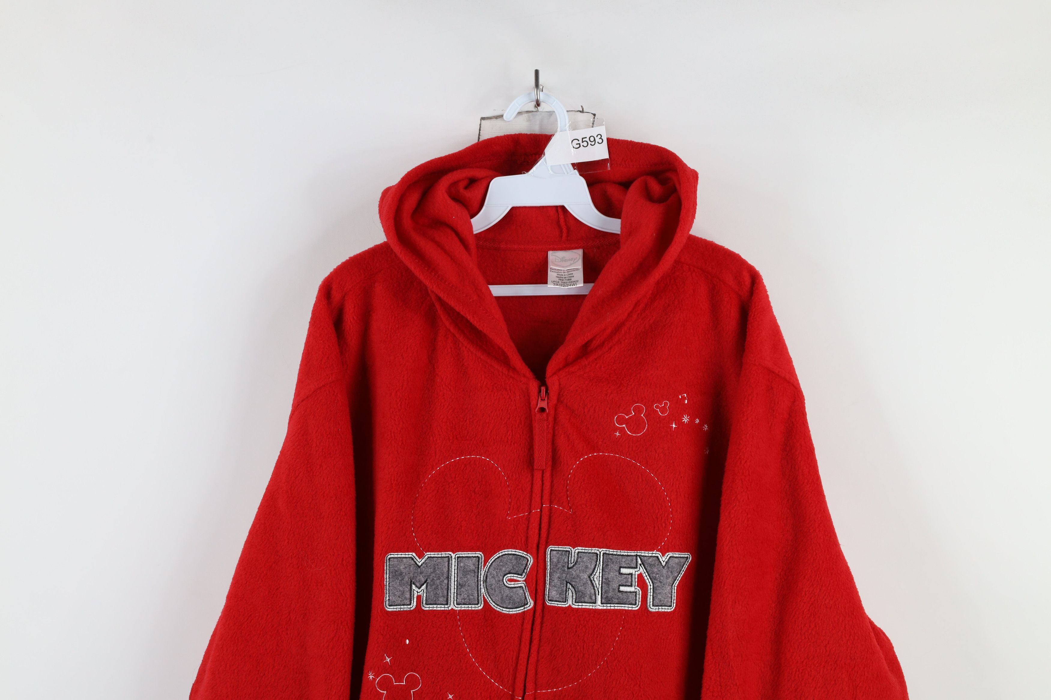 Disney × Vintage Vintage 90s Disney Mickey Mouse Full Zip Fleece Hoodie Red Size 3XL / US 20-22 - 2 Thumbnail