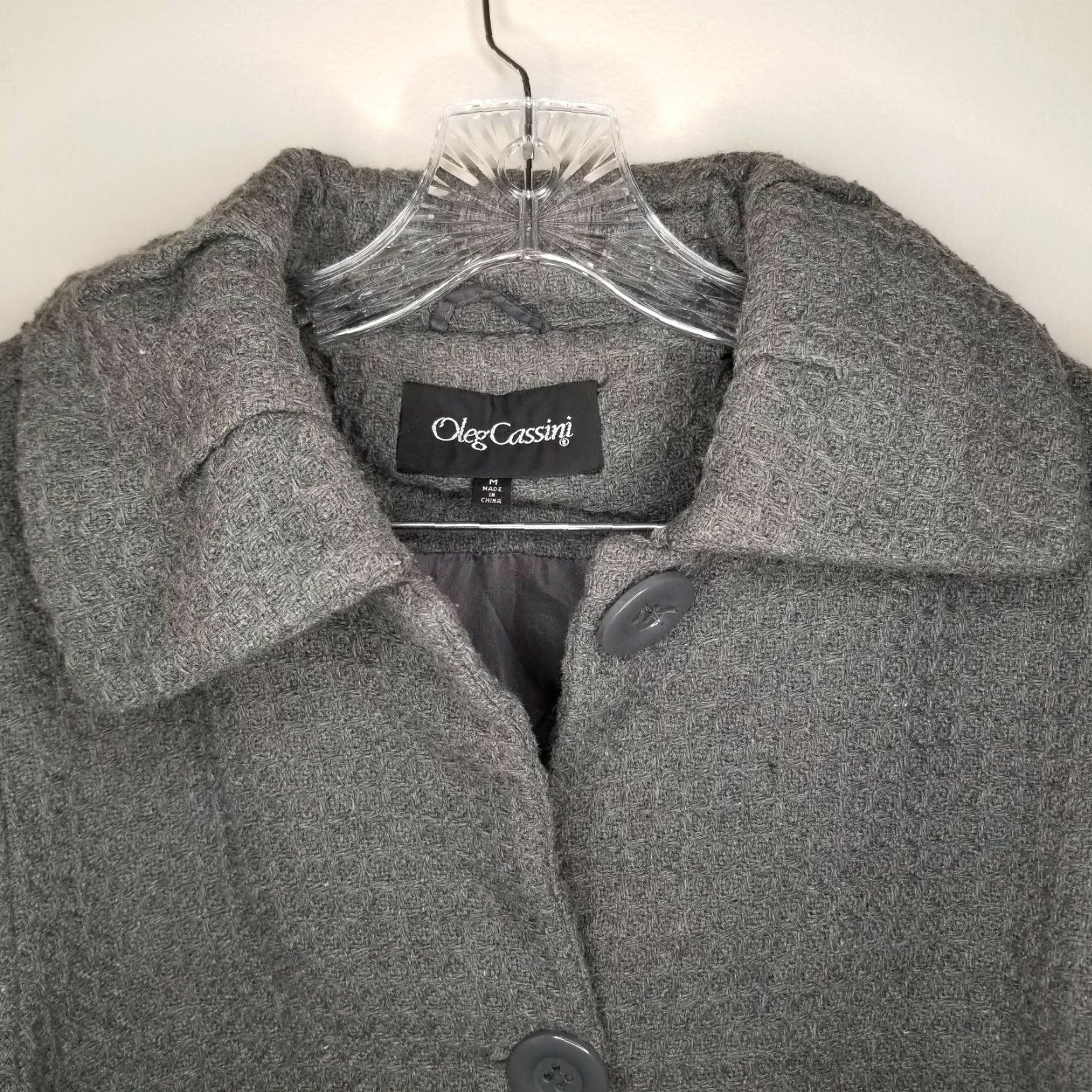 Oleg Cassini VINTAGE Oleg Cassini Jacket Women's Gray Wool Poly Nylon Blend Button Up M Adult Medium Gray Heavy Wool Blend 90s? Size M / US 6-8 / IT 42-44 - 3 Thumbnail