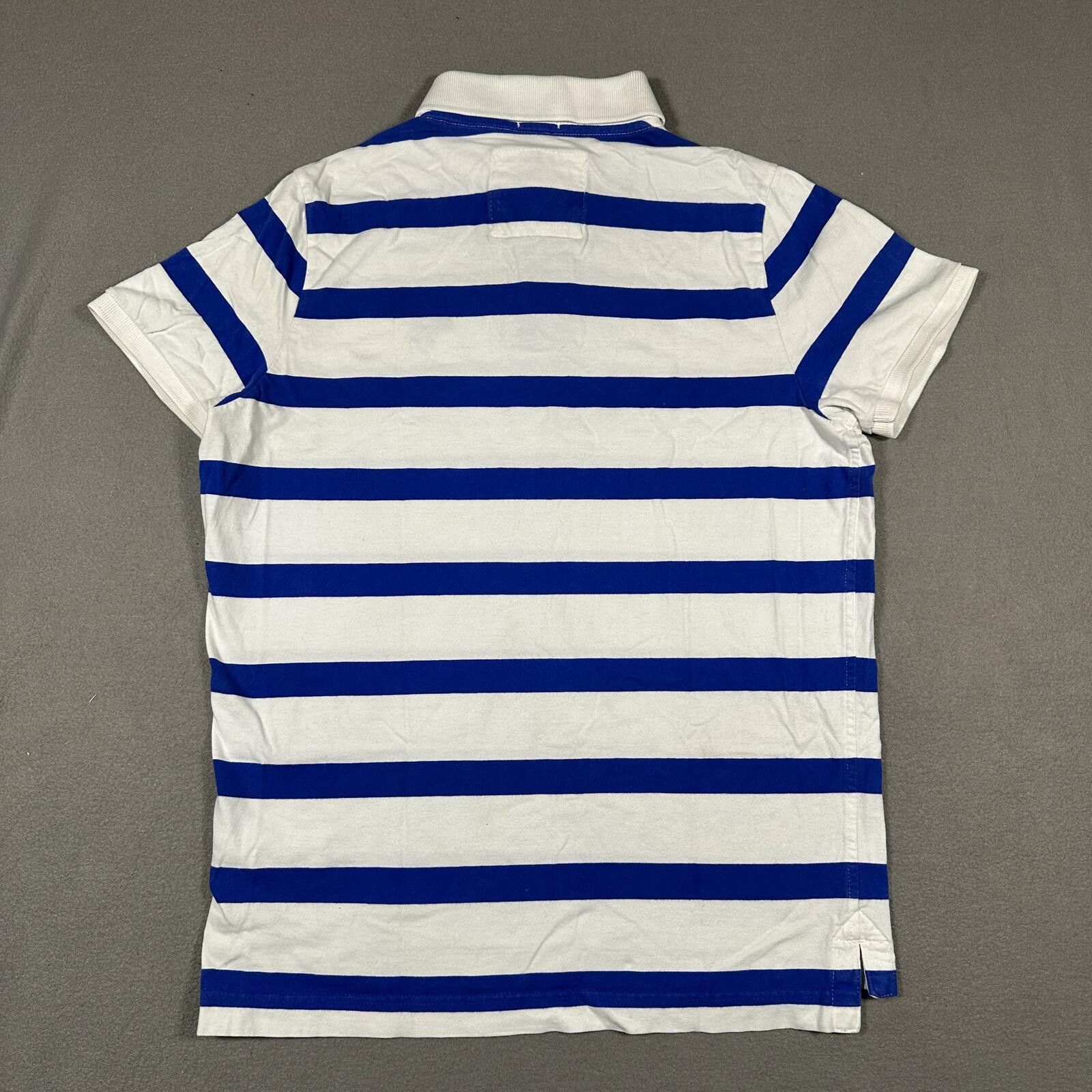 Abercrombie & Fitch Abercrombie & Fitch Men Polo Shirt XL White Blue Striped Size US XL / EU 56 / 4 - 2 Thumbnail