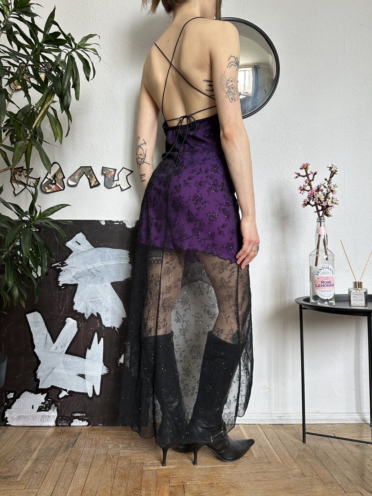 Vintage Whimsigoth Vintage Glitter Sexy Mini Asymmetrical Dress Size S / US 4 / IT 40 - 5 Thumbnail