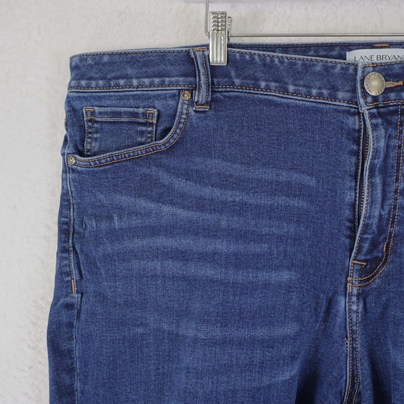 Designer Lane Bryant Super Stretch Blue Denim Jeans 24 46/21 Capri El Size 42" / US 20 - 2 Thumbnail