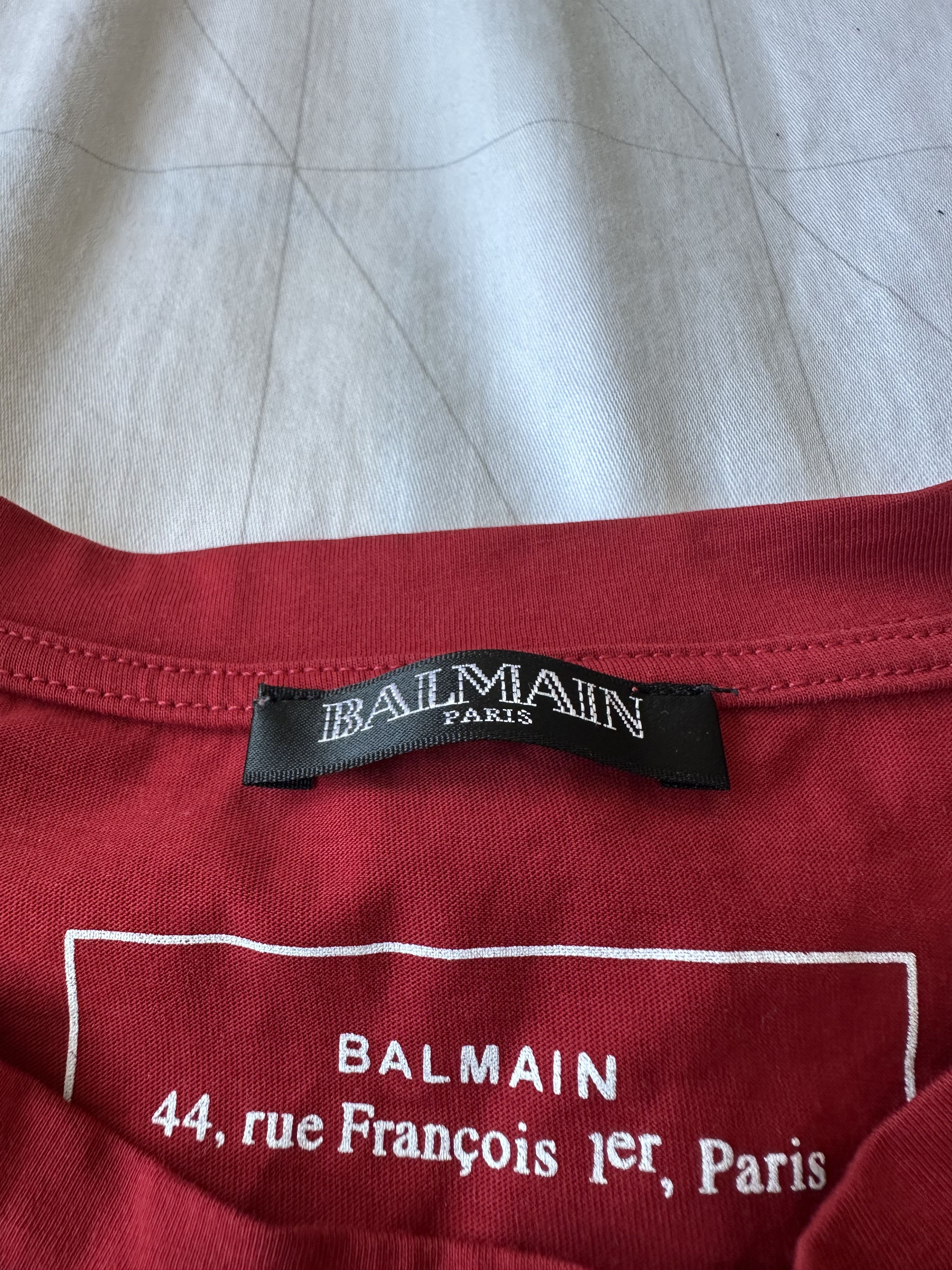 Balmain Balmain Printed Signature Logo Red T shirt Shiny Archive Size US L / EU 52-54 / 3 - 4 Thumbnail