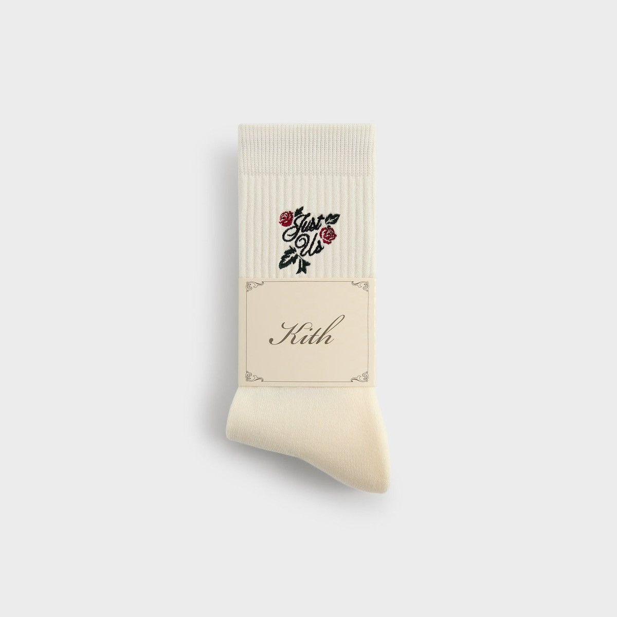 Kith Kith Embroidered Rose White Crew Socks in “Silk” Floral Logo Size ONE SIZE - 2 Thumbnail