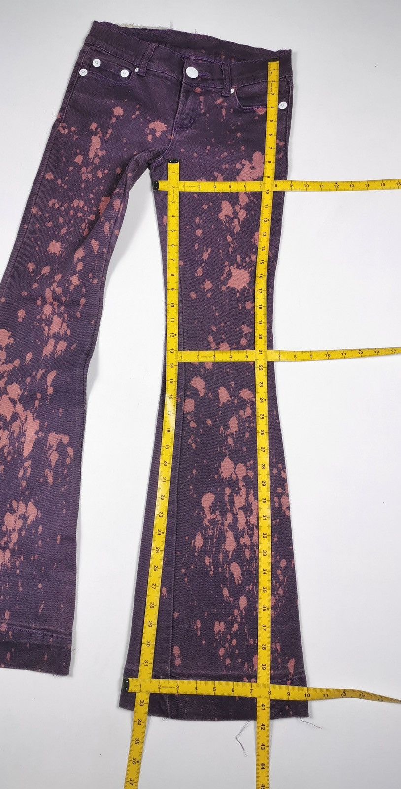 If Six Was Nine Bootcut Flare Bleach Splatter Qcoco Happy Valley Purple Jean Size US 28 / EU 44 - 12 Thumbnail