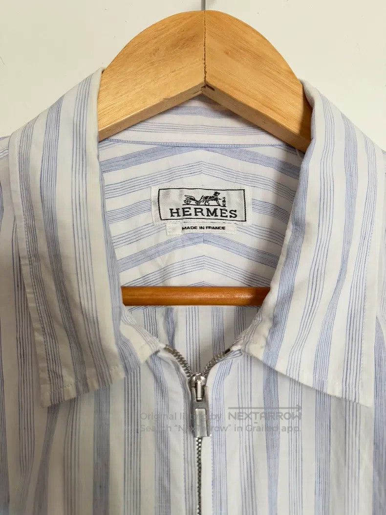 Hermes Hermes Short blue striped shirt jacket Size M / US 6-8 / IT 42-44 - 2 Thumbnail