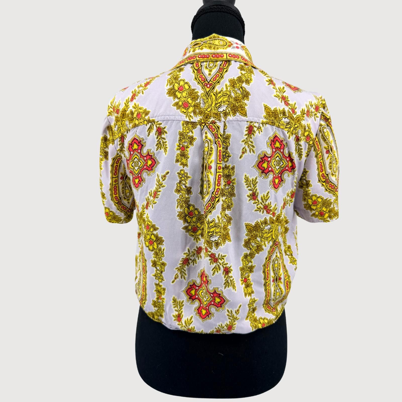 Other Anthropologie Maeve Scarf Print Cropped Blouse 6 Size M / US 6-8 / IT 42-44 - 5 Thumbnail