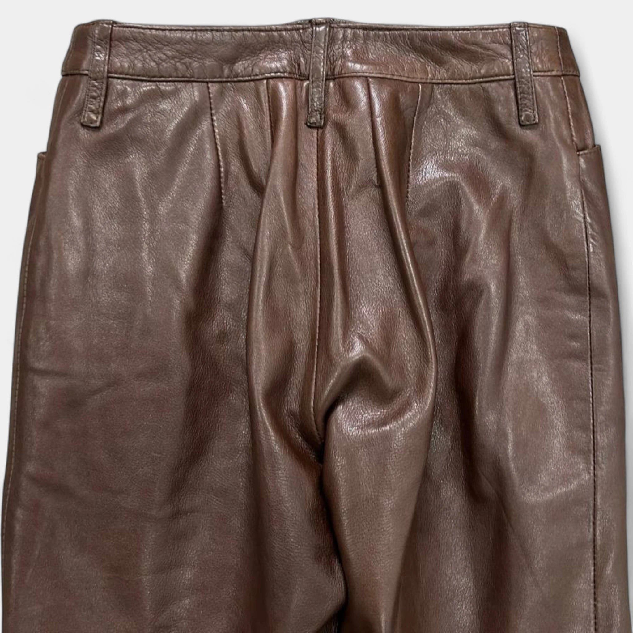 Dolce & Gabbana Dolce & Gabbana 90s Brown Leather Pants Size 26" / US 2 / IT 38 - 7 Thumbnail