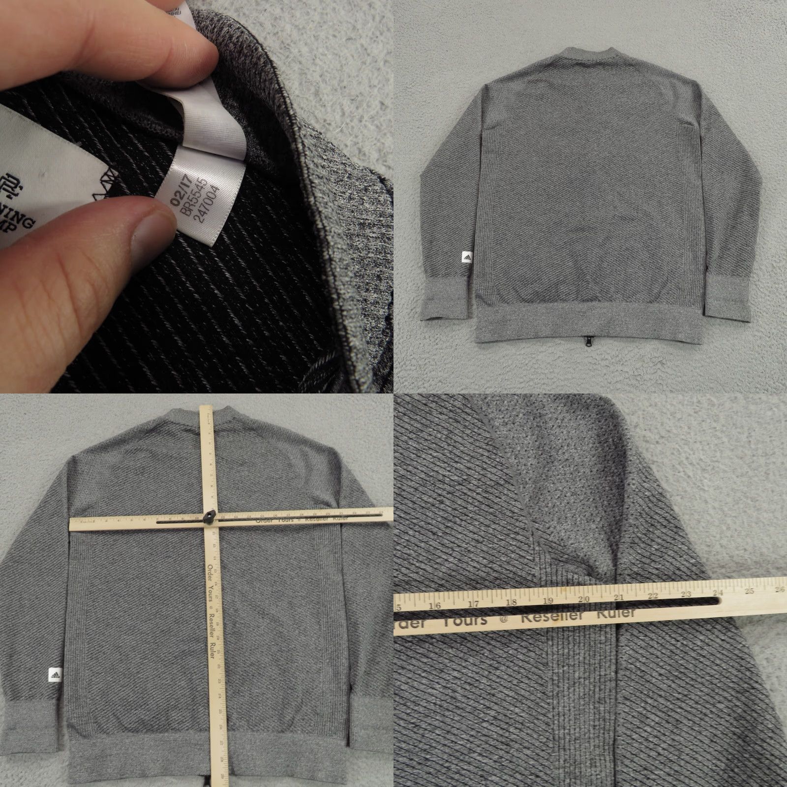 Adidas Adidas Jacket Womens Large Charcoal Zip Up Bomber Performance Reigning Champ Size L / US 10 / IT 46 - 8 Thumbnail