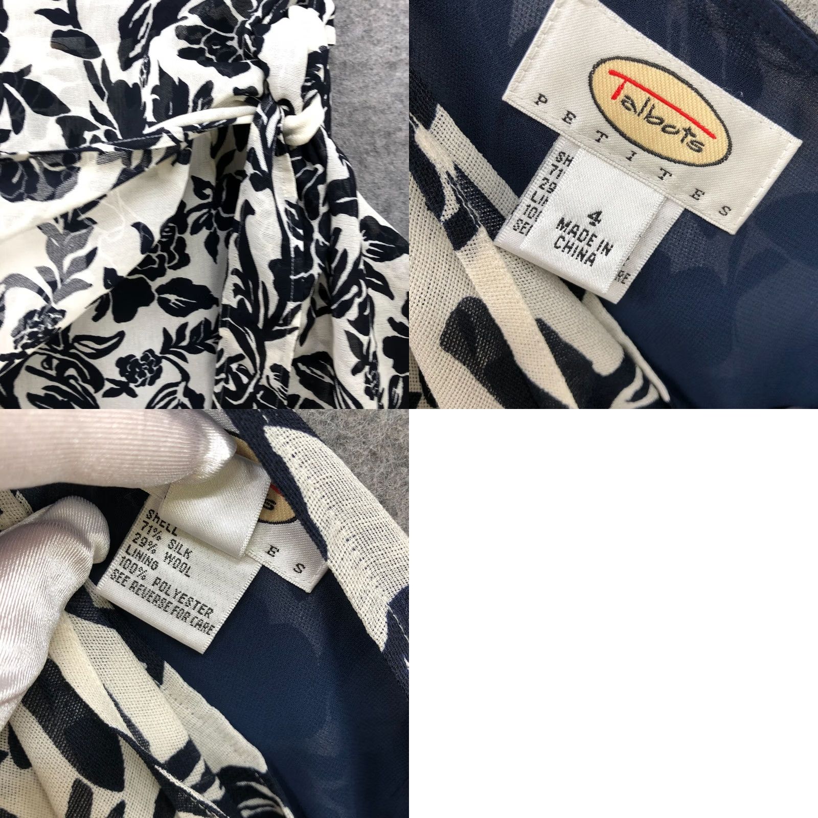 Talbots VTG Talbots Petites Wrap Skirt Silk Wool Midi Black White Floral 4P Skirt Womens Size 27" / US 4 / IT 40 - 8 Thumbnail