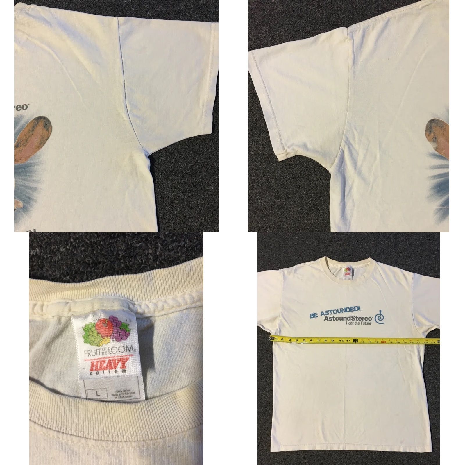 Vintage Vtg Astound Stereo Hear The Future Faded Distress Shirt M White 90s Grunge Promo T-Shirt Mens Size M Size US M / EU 48-50 / 2 - 9 Thumbnail