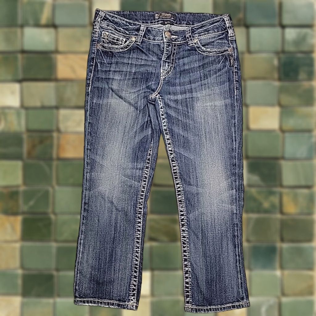 Silver Jeans Co. VINTAGE Silver Jeans Womens 31 Suki Mid Capri Stretch Blend Comfort Thick Stitch Western Shirt Size 24" / US 00 / IT 34 - 1 Thumbnail