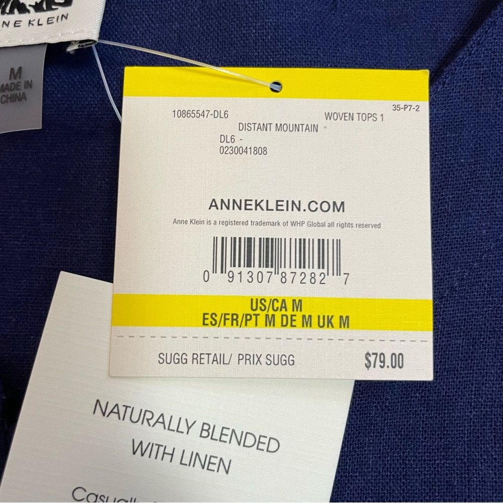 Anne Klein NWT New $79 Anne Klein Linen Short Sleeve Front Tie Blue To Size M / US 6-8 / IT 42-44 - 6 Thumbnail