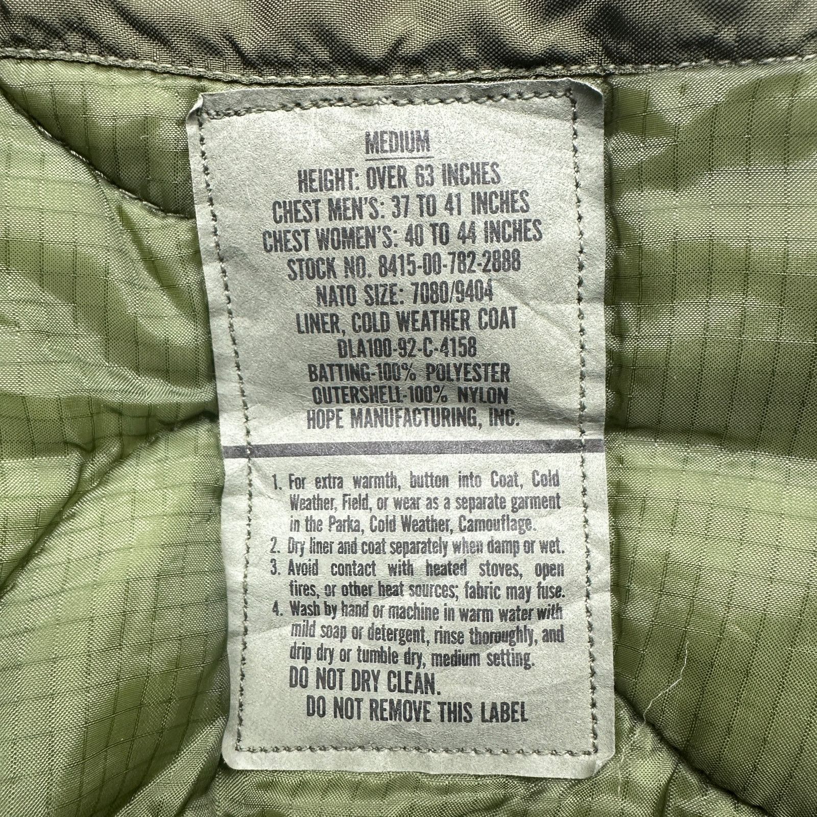 Other US Army M65 Cold Weather Coat Liner Jacket Mens Medium Size US M / EU 48-50 / 2 - 4 Thumbnail