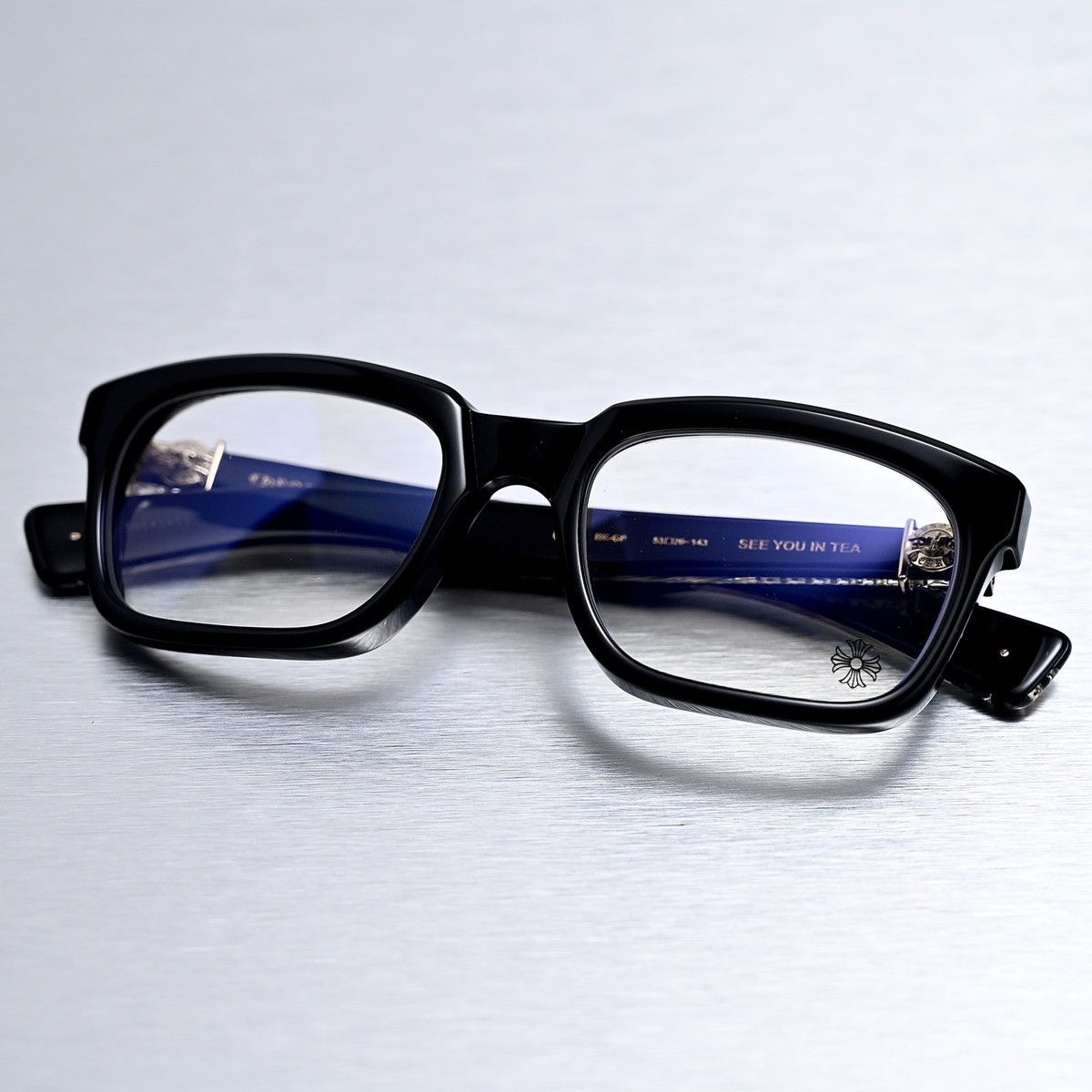 Chrome Hearts CHROME HEARTS SEE YOU IN TEA BLACK GOLD PLATED GLASSES Size ONE SIZE - 10 Thumbnail