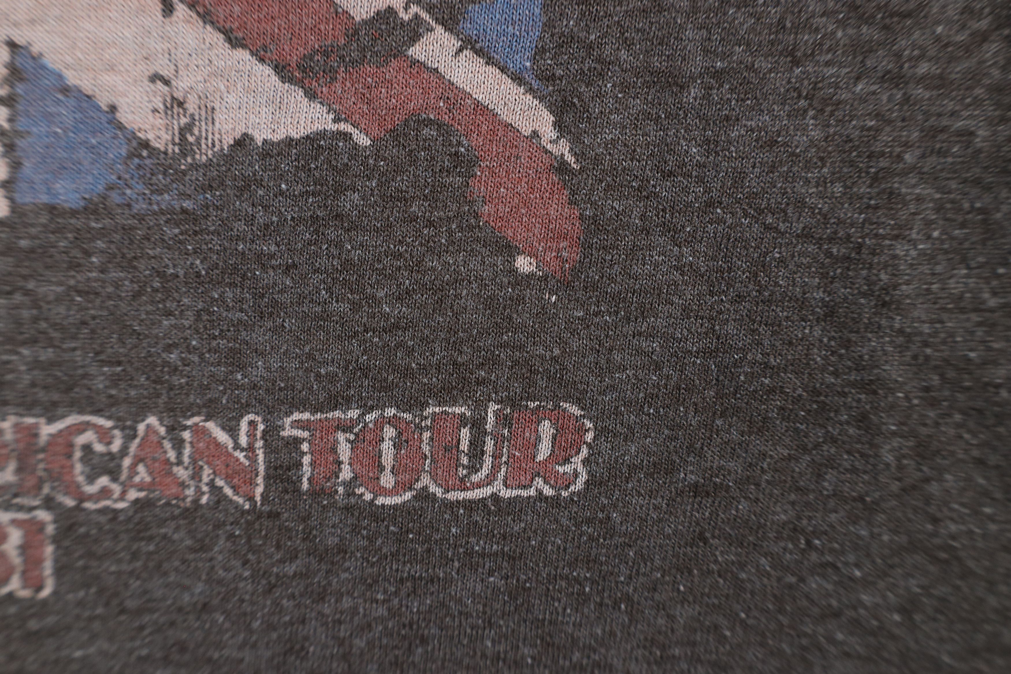 Vintage Retro American Tour 1981 The Rolling Stones Band T-Shirt Size US XL / EU 56 / 4 - 5 Thumbnail