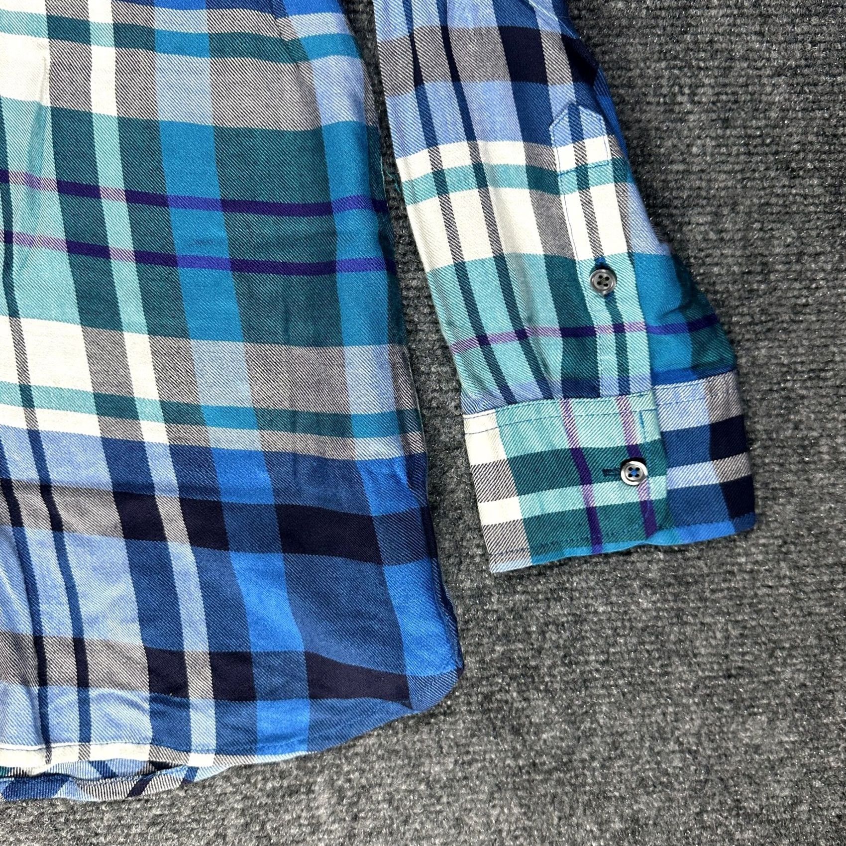 Talbots Talbots Womens Medium Blue Plaid Shirt Button Up Blouse Pocket Button Cuffs Size M / US 6-8 / IT 42-44 - 3 Thumbnail