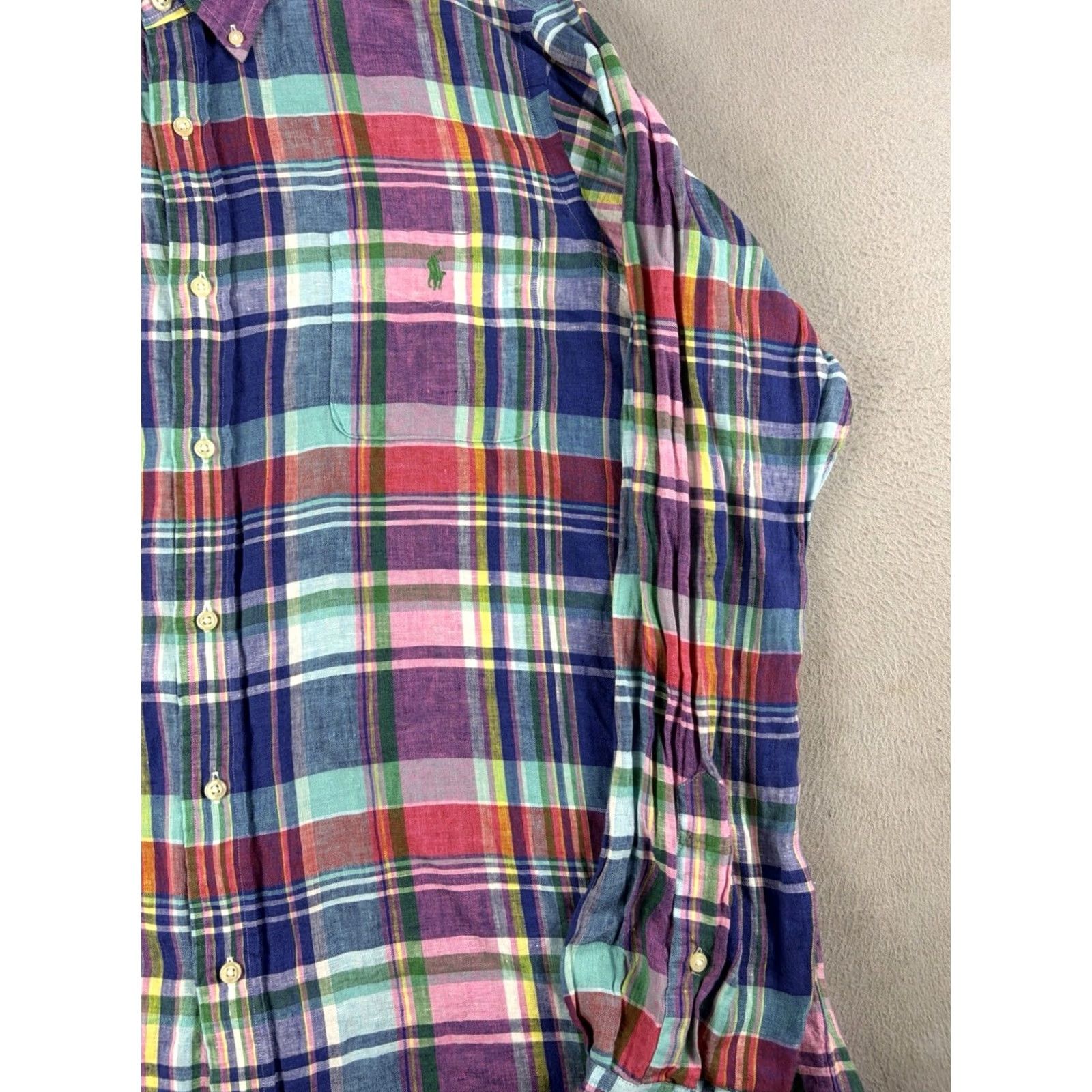 Polo Ralph Lauren Polo Ralph Lauren Shirt Men XL Multicolor Plaid Linen Button Down Pony Size US XL / EU 56 / 4 - 3 Thumbnail