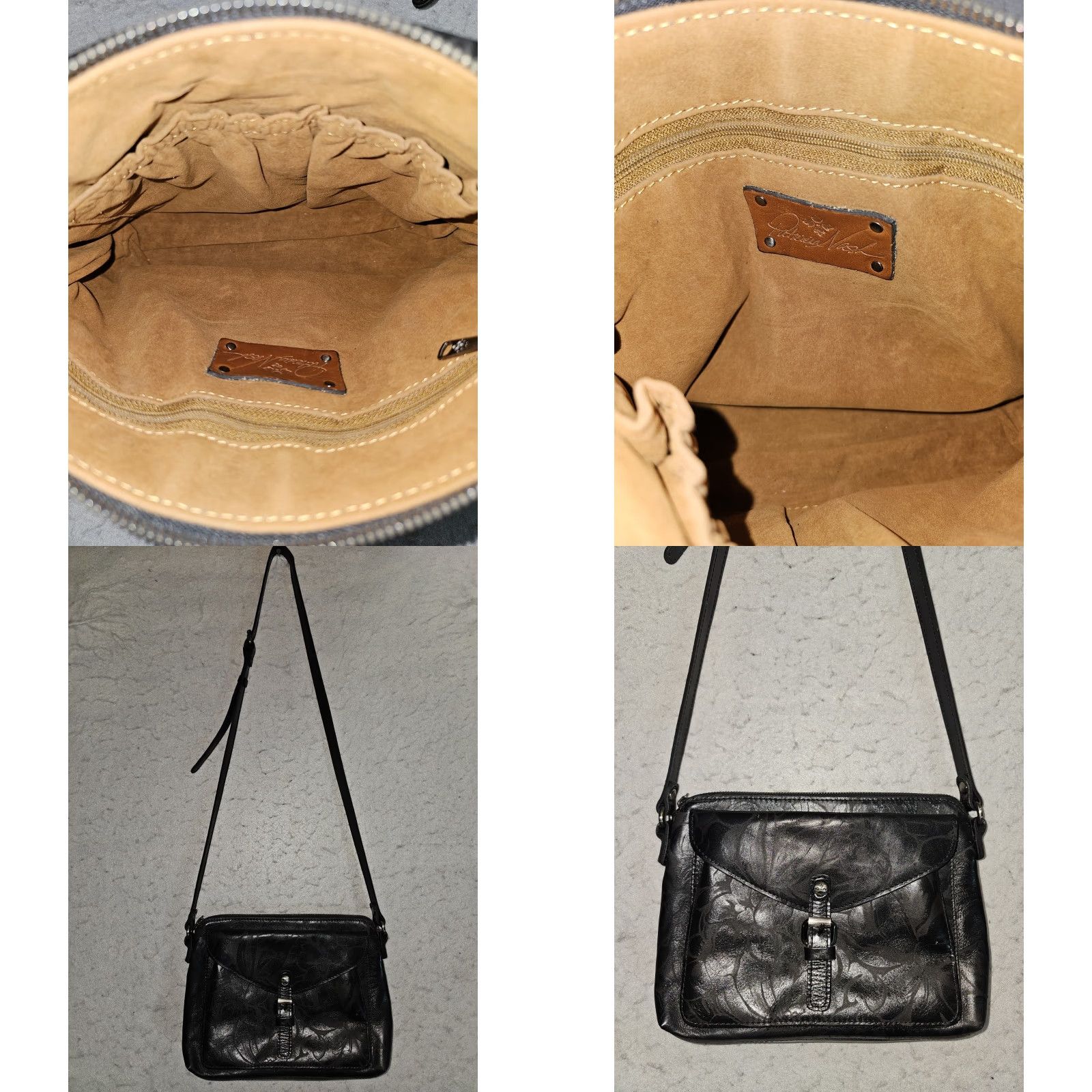 Patricia Nash Patricia Nash Avellino Crossbody Handbag Black Embossed Leather Floral Design Size ONE SIZE - 9 Thumbnail