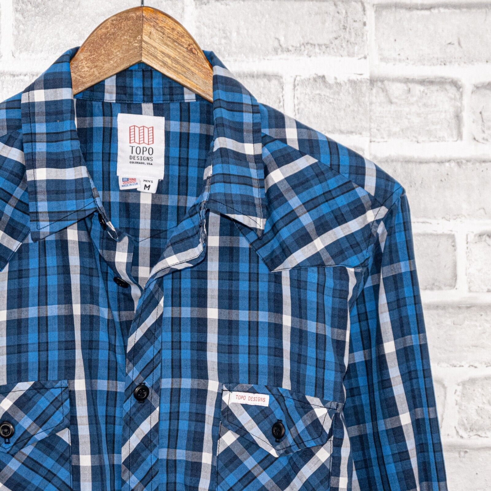 Topo Designs TOPO Designs Men's Long Sleeve Button up Shirt Blue Plaid Size US M / EU 48-50 / 2 - 5 Thumbnail
