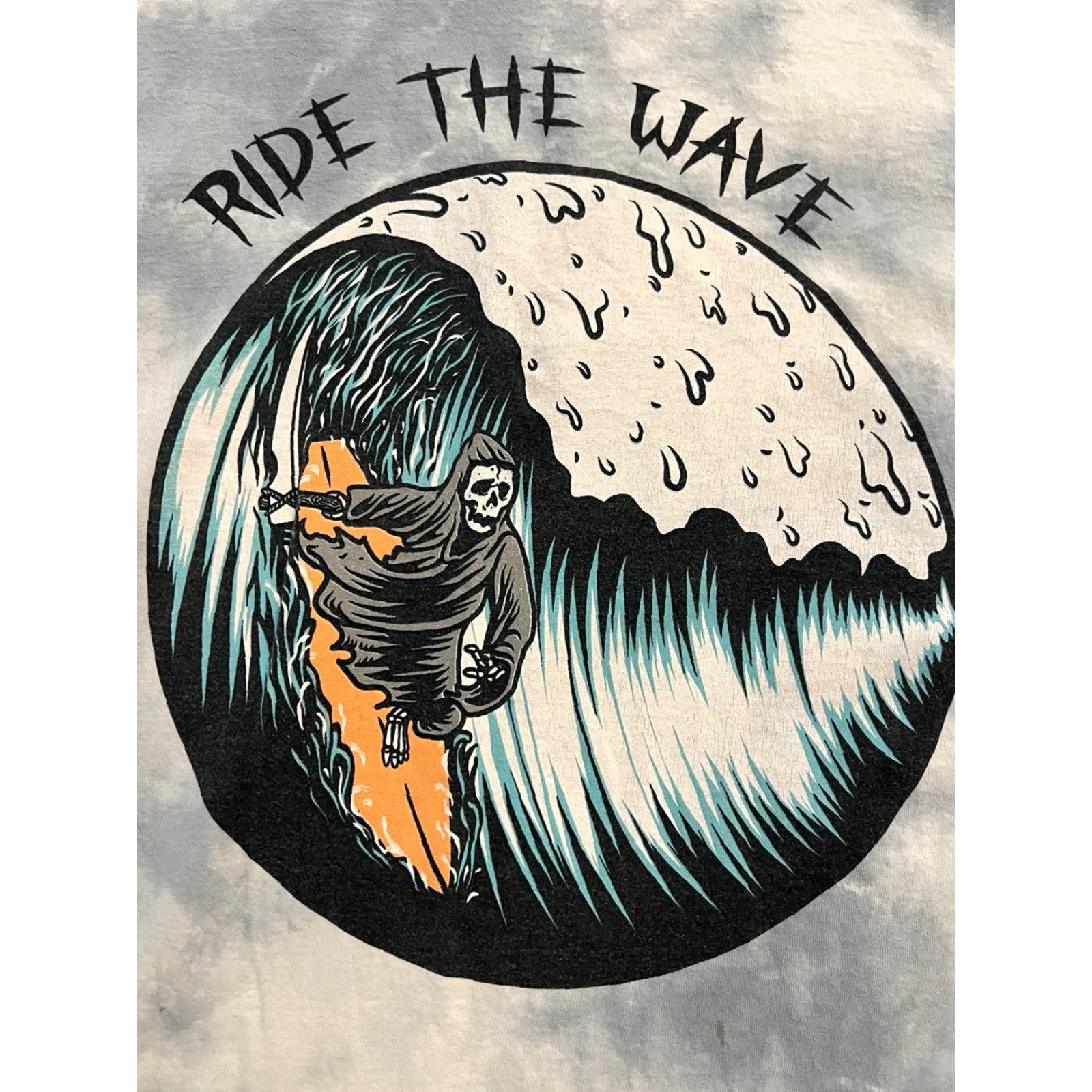 Vintage Ride the Wave XL Surf Skate Gray Tie Dye Short Sleeve T-shirt ReaperMens XL Gray Cotton Tie Dye Surf Skate - Size US XL / EU 56 / 4 - 2 Thumbnail