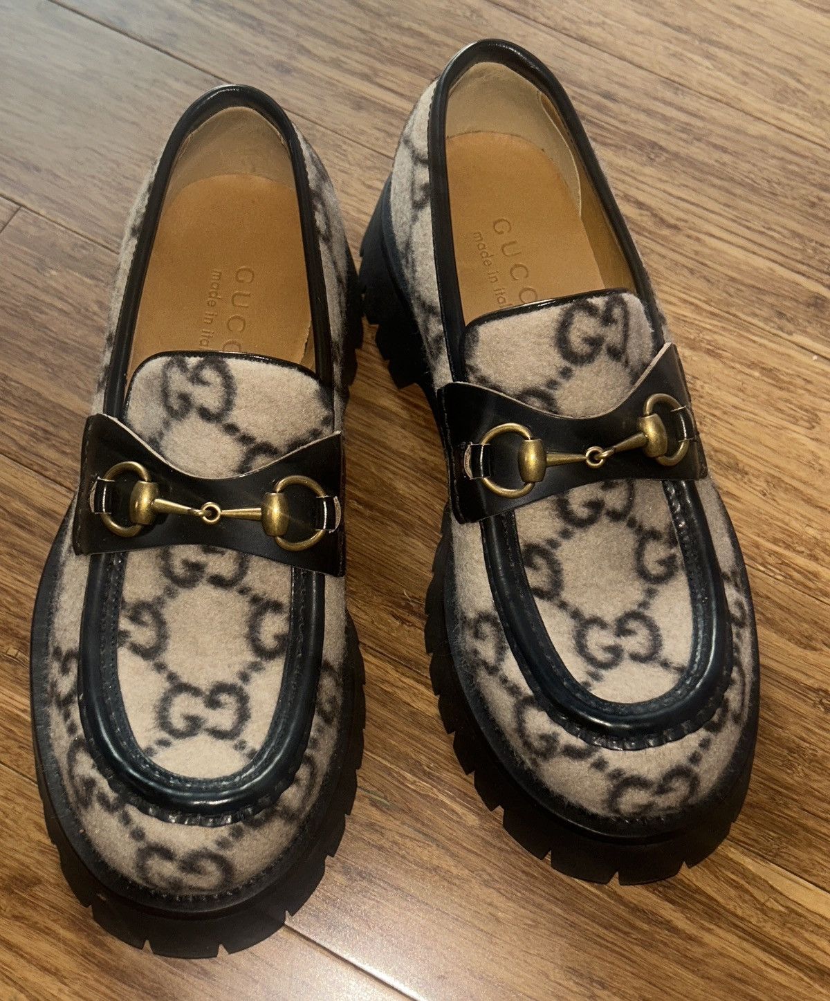 Gucci Gucci GG Lug Sole Loafer Wool Cordovan Lux Monogram 598312 Size US 5 / EU 37 - 4 Thumbnail