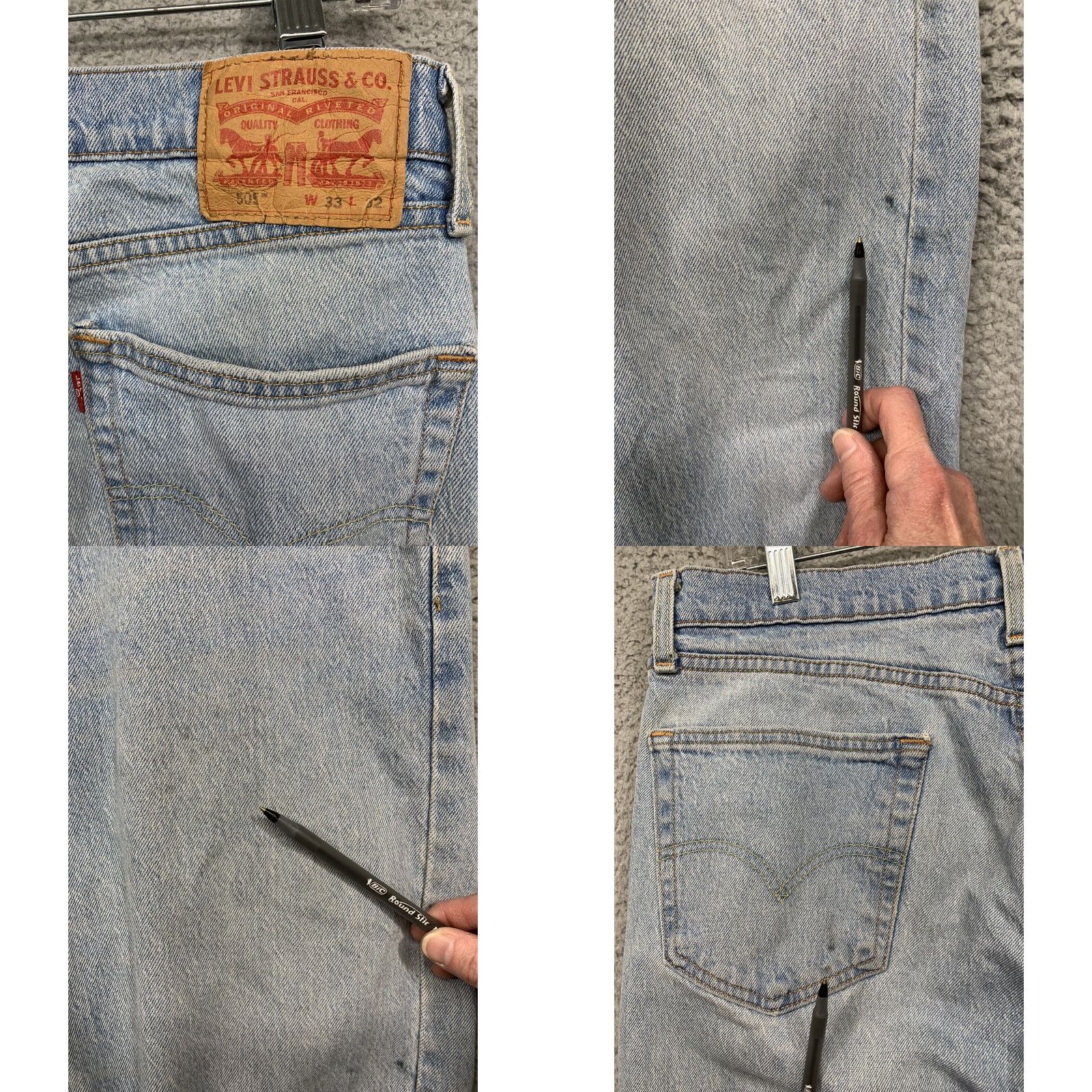 Levi's Levi's 505 Jeans Mens 34 x 30 Straight 5-Pocket Rivets LOGO Red Tab Light Blue Denim Cotton Elastane Regular Rise Mid Vintage: No Size US 34 / EU 50 - 8 Thumbnail