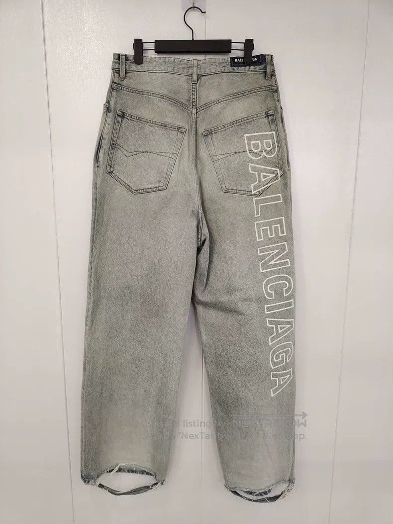 Balenciaga Balenciaga size S Large Logo Embroidered Wide-Legged Distr Size US 27 - 2 Thumbnail