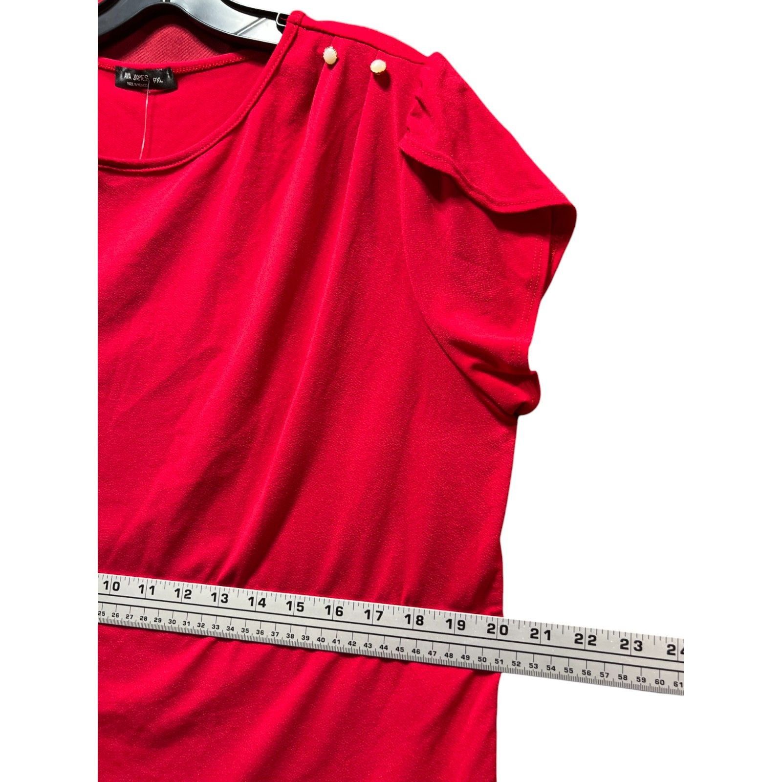 Other AVA James - Women's Short Sleeve Blouse - Red - PXL Size ONE SIZE - 4 Thumbnail