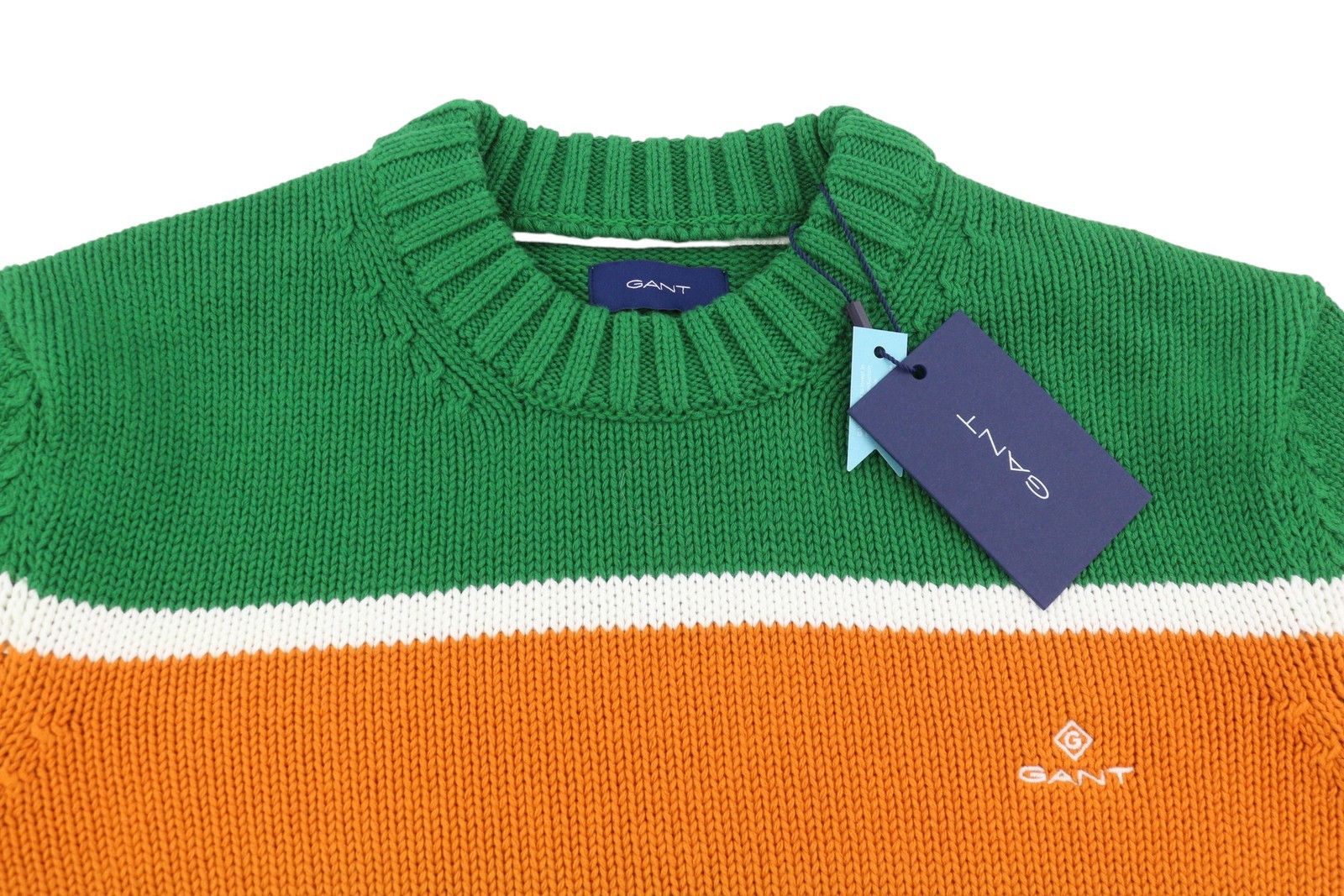 Gant STRIPED C-NECK M Lavish Green Cotton Jumper 87244 Size US M / EU 48-50 / 2 - 5 Thumbnail