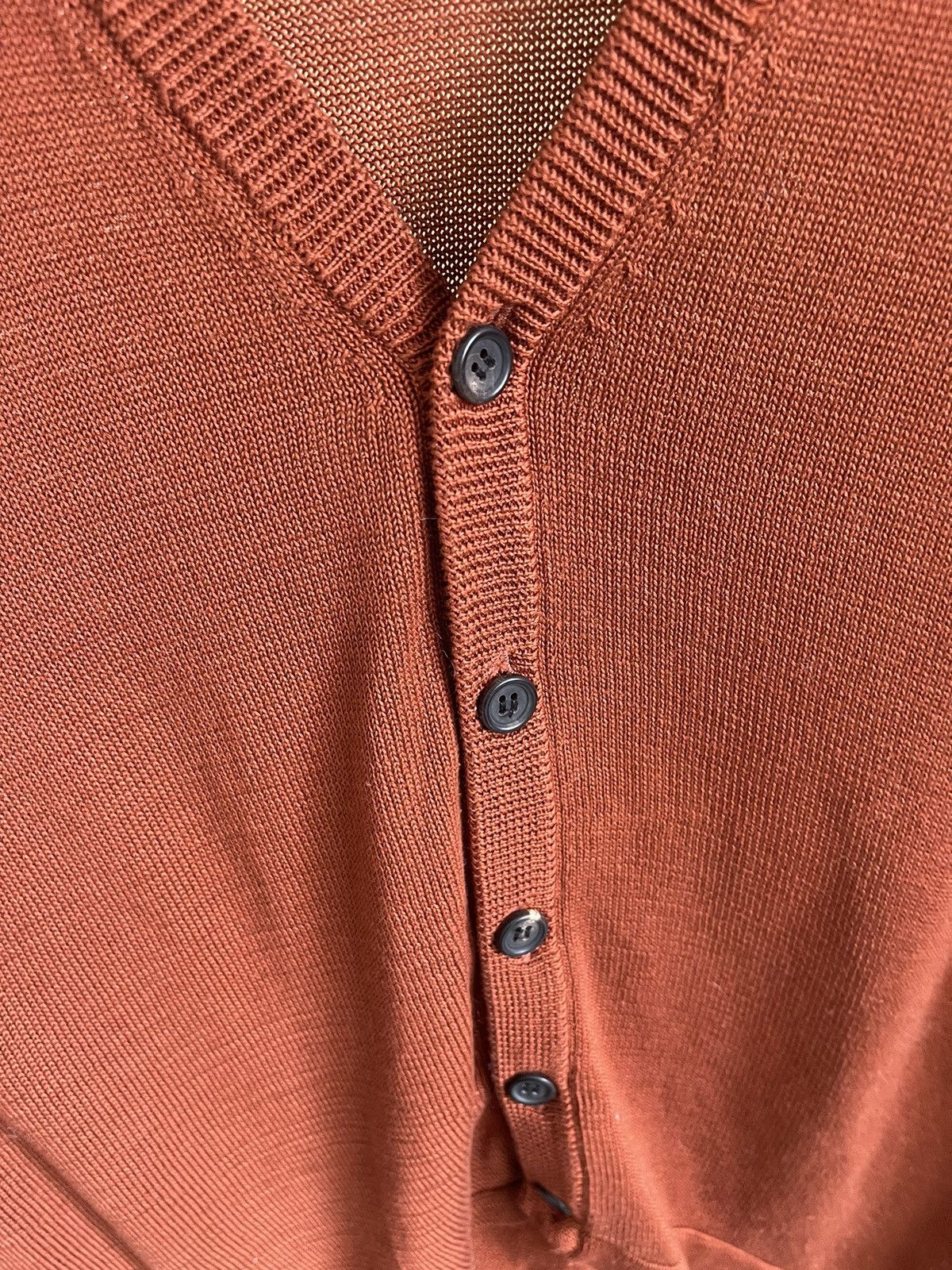 Yohji Yamamoto Y’s Yohji Yamamoto V Neck Cotton Cardigan Burnt Orange Size M / US 6-8 / IT 42-44 - 3 Thumbnail
