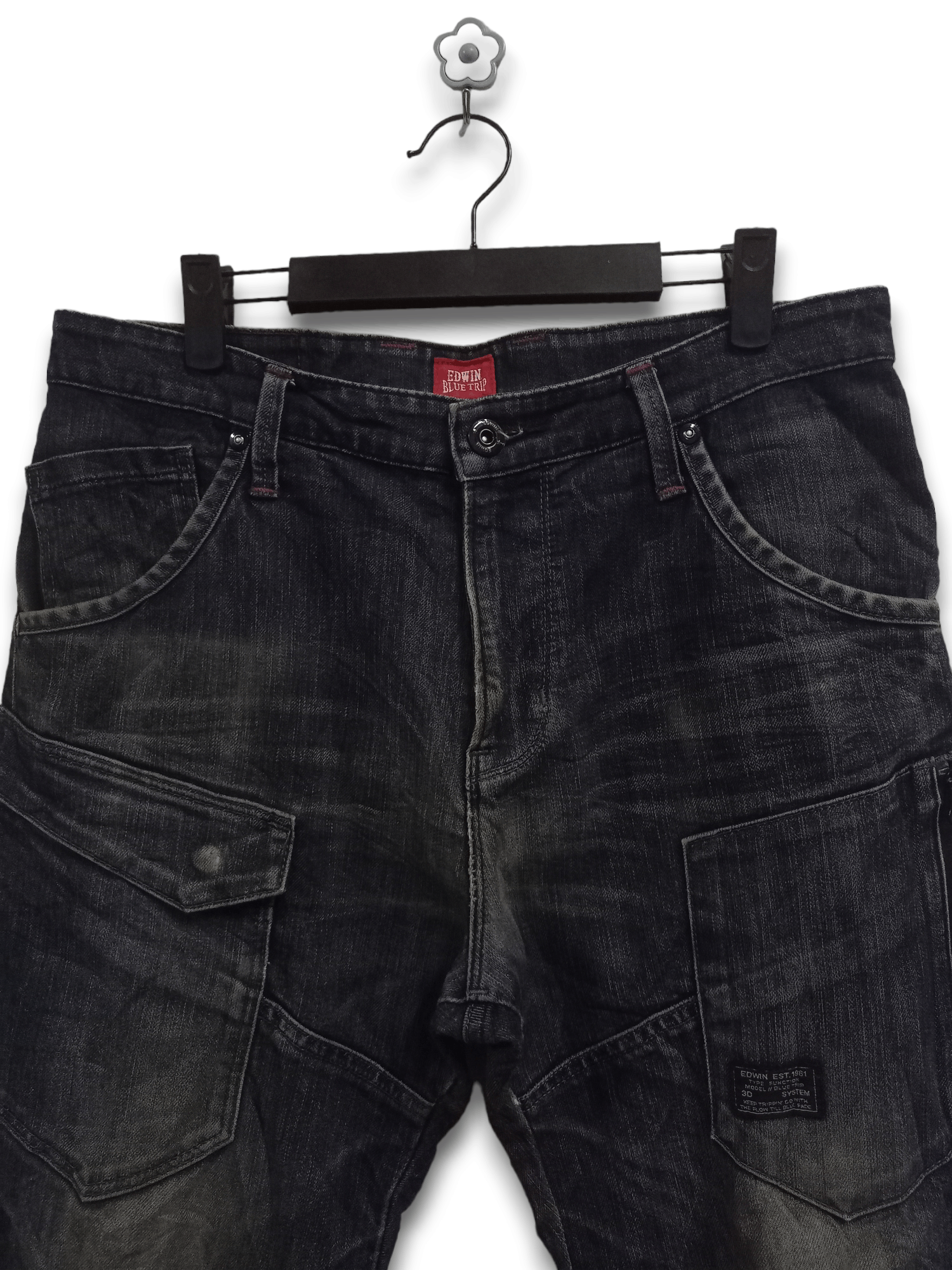 Edwin Vintage Edwin Blue Trip Mud Wash Cargo Loose Denim Size US 33 - 4 Thumbnail