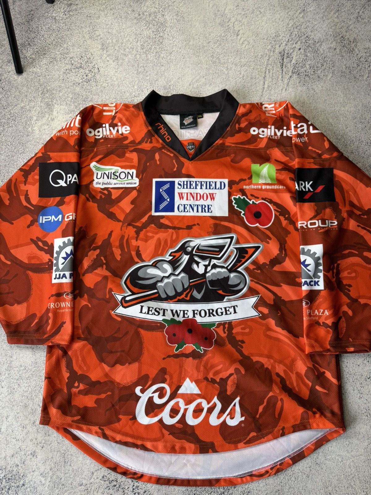NHL Sheffield Steelers EIHL Remembrance Day J. Phillips #20 Size US XXL / EU 58 / 5 - 7 Thumbnail