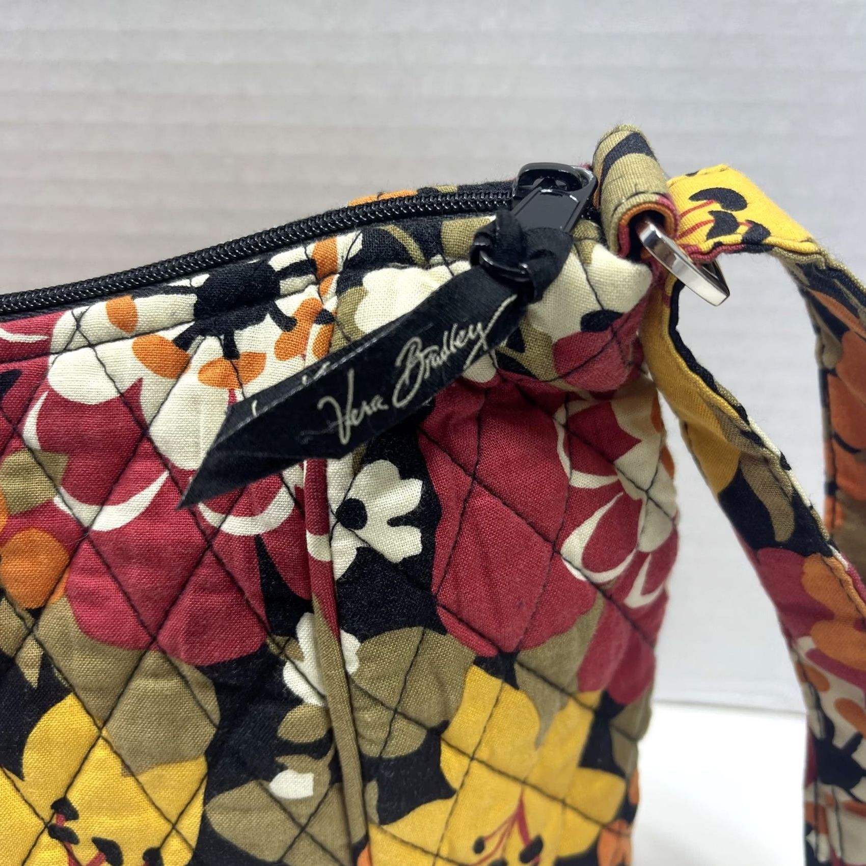 Vera Bradley Vera Bradley Crossbody Bag Hobo Womens Quilted Floral Purse Multicolor Red Yellow 12x8x5 Medium Zip Size ONE SIZE - 3 Thumbnail